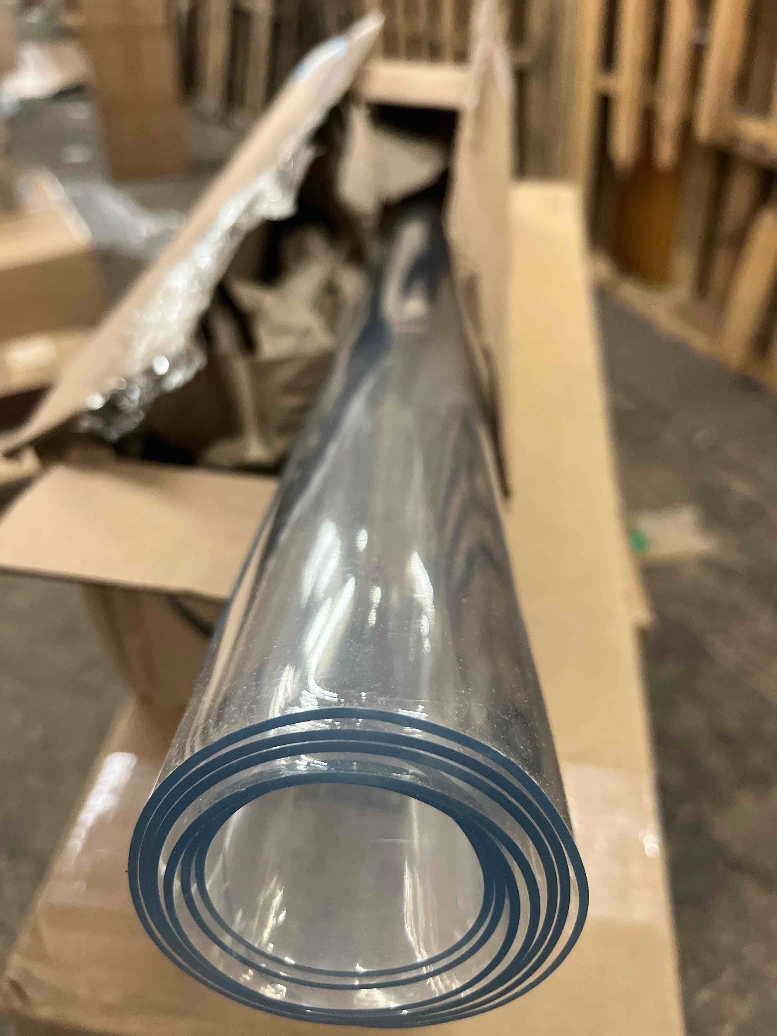 Condition photo showing New/Like New for Clear Table Protector 14 X 63 Inch Thick Plastic Table Cover Protector Waterproof PVC Clear Tablecloth Protector Pad Vinyl Desk Top Protector Mat for Wood Coffee Glass End Sofa Side Dining Room Table