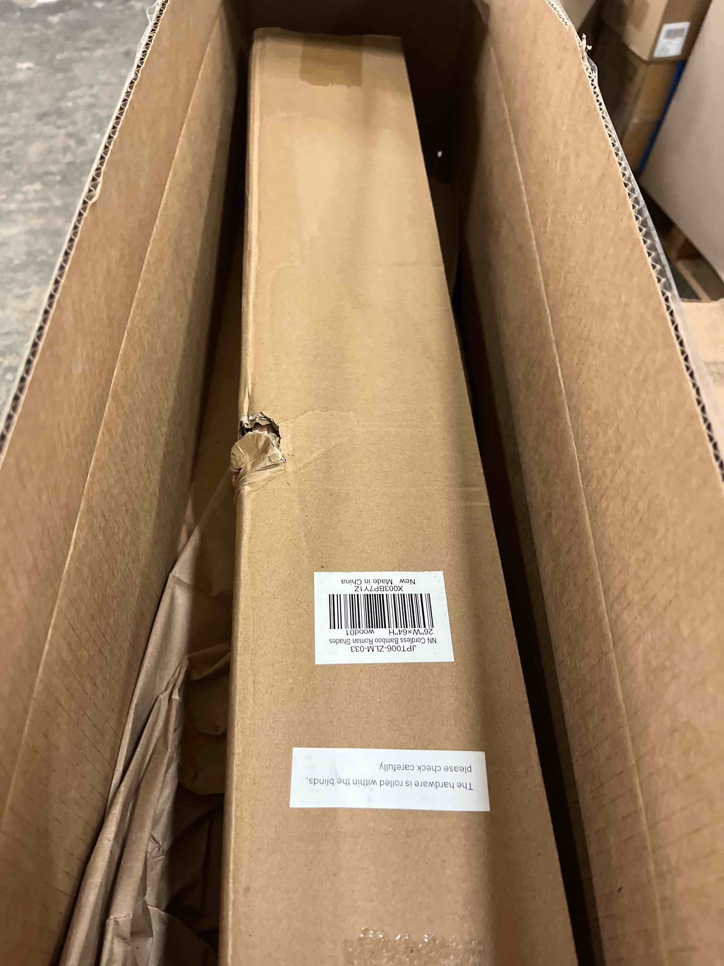 Condition photo showing New/Like New for LazBlinds No Tools No Drill Cordless Bamboo Roman Shades, Light Filtering Window Treatment, Roll Up Bamboo Blinds for Windows 26'' W x 64'' H, Wood