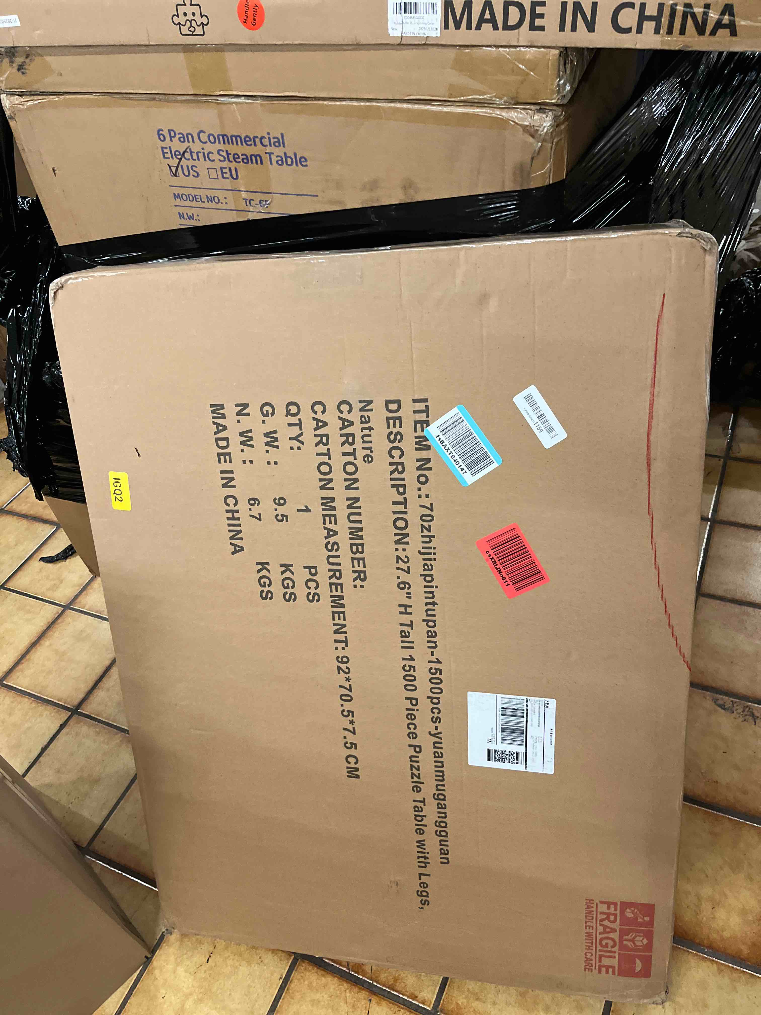 Condition photo showing New/Like New for TEAKMAMA 27.6" H Tall 1500 Piece Puzzle Table with Legs, 4 Drawers, 34.3" W x 26.5" D Large Wood Folding Jigsaw Puzzle Board with Cover for Adults, Nature