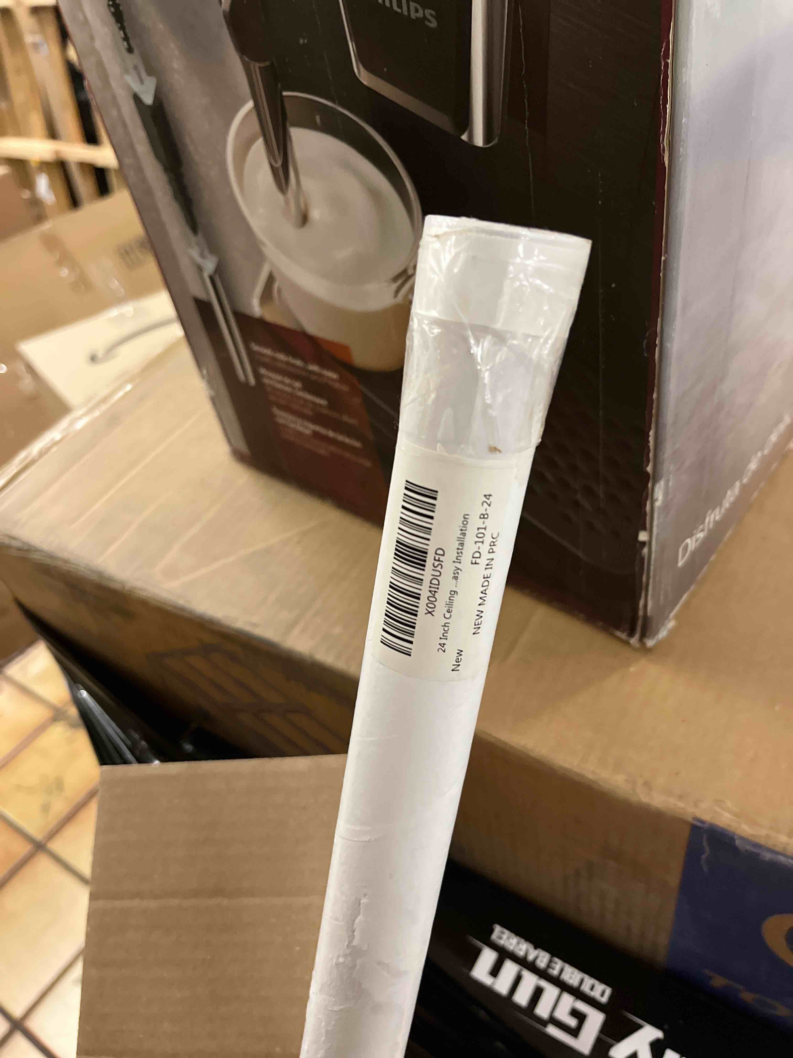 Condition photo showing New/Like New for 24 Inch Ceiling Fan Downrod, 1" Diameter Matte Black Ceiling Fan Extension Rod (No Threads),Universal Down Rods for Ceiling Fans,Easy Installation