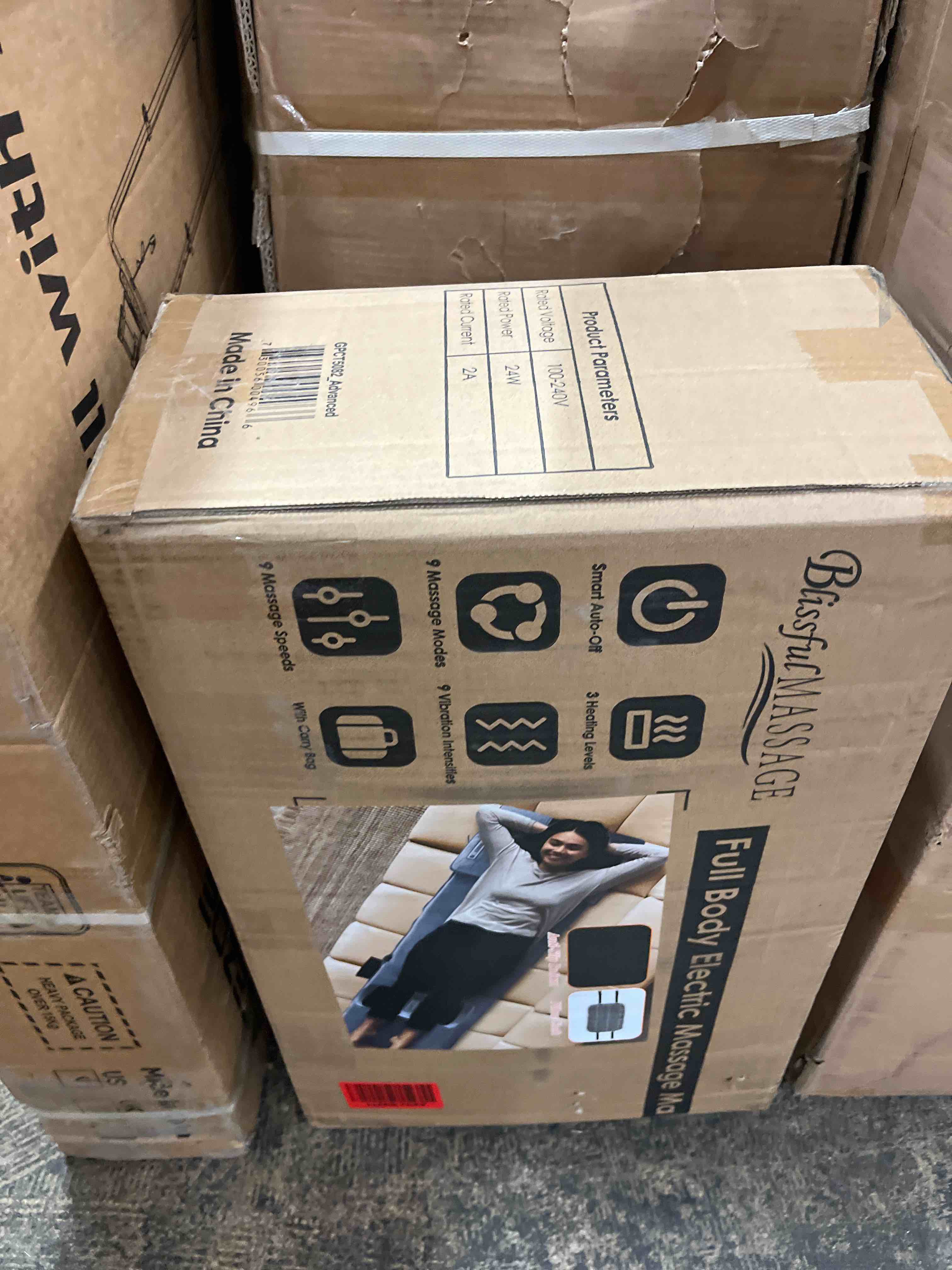 Condition photo showing New/Like New for  Full Body Massage Mat with Heat, Electric Heated Massage Pad Cushion w/Vibration for Back/Neck/Foot, Detachable Head Pillow, Timer Function
