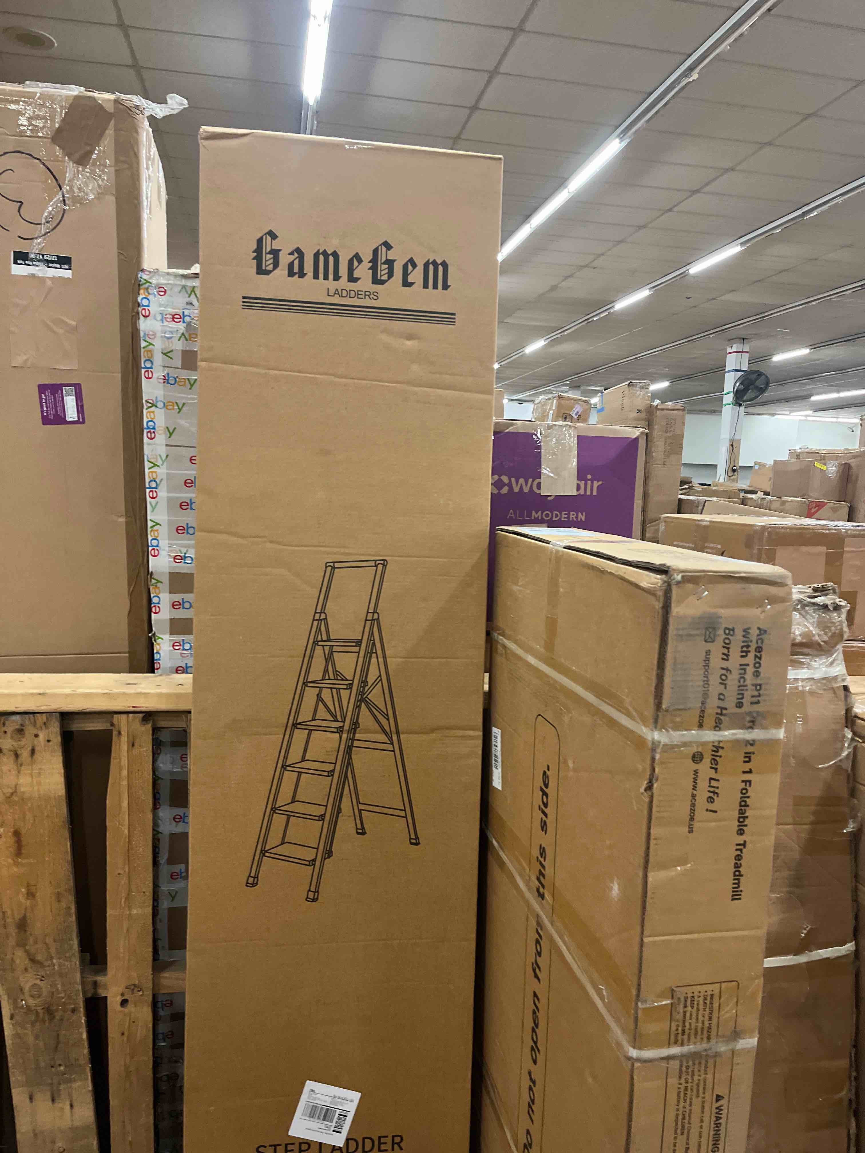 Condition photo showing New/Like New for GameGem 6 Step Ladder for 12 Feet High Ceiling, Lightweight Aluminum Folding Step Stool with Convenient Handgrip, Stepladders with Anti-Slip and Wide Pedal for Home Use Space Saving - Black