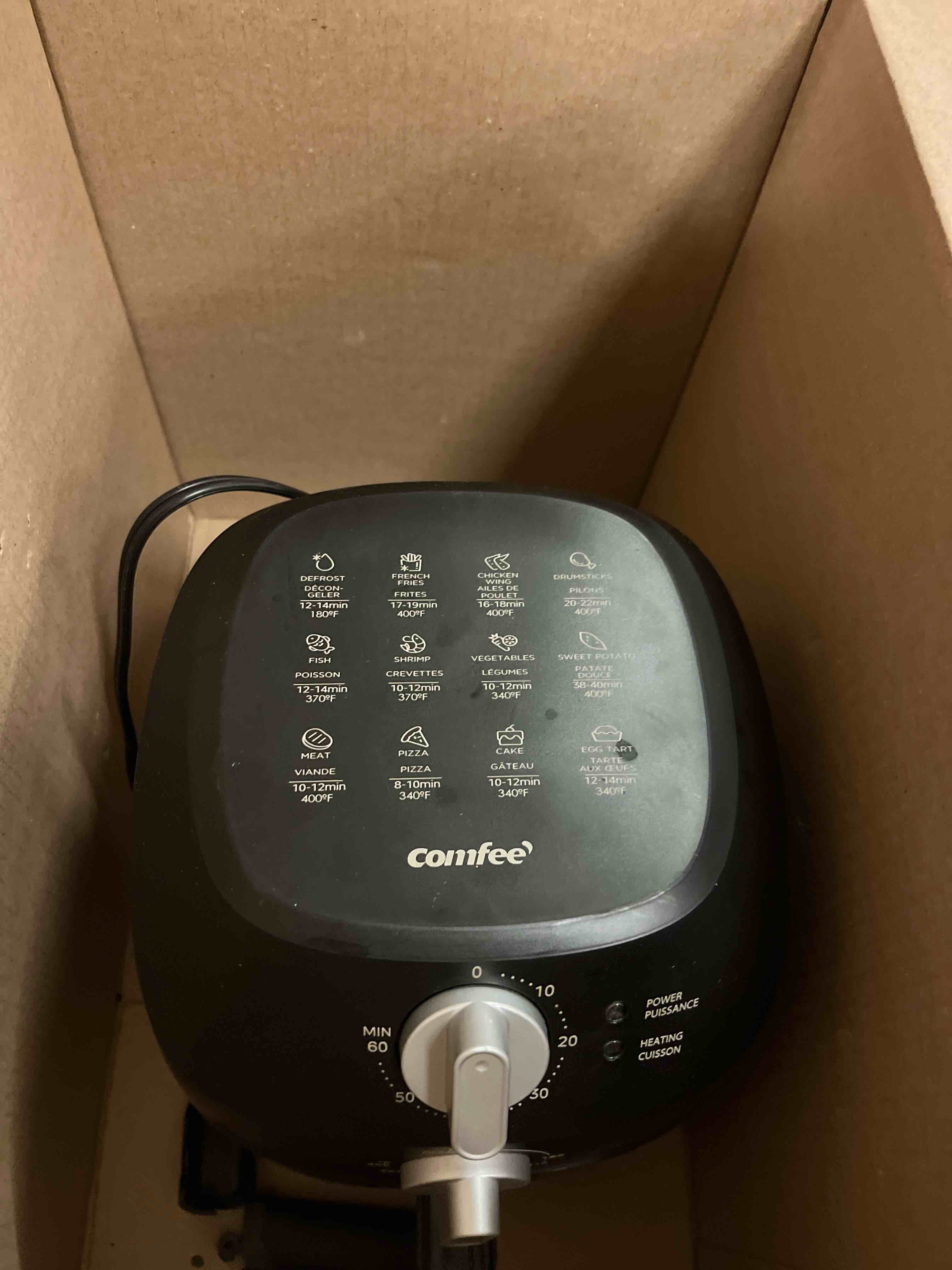 Condition photo showing Good Condition for COMFEE' Compact 2.1 Quart Air Fryer with 12 Menu Options, Adjustable Timer & Temperature Control 180-400 degrees F, Dishwasher-Safe Nonstick Fry Basket