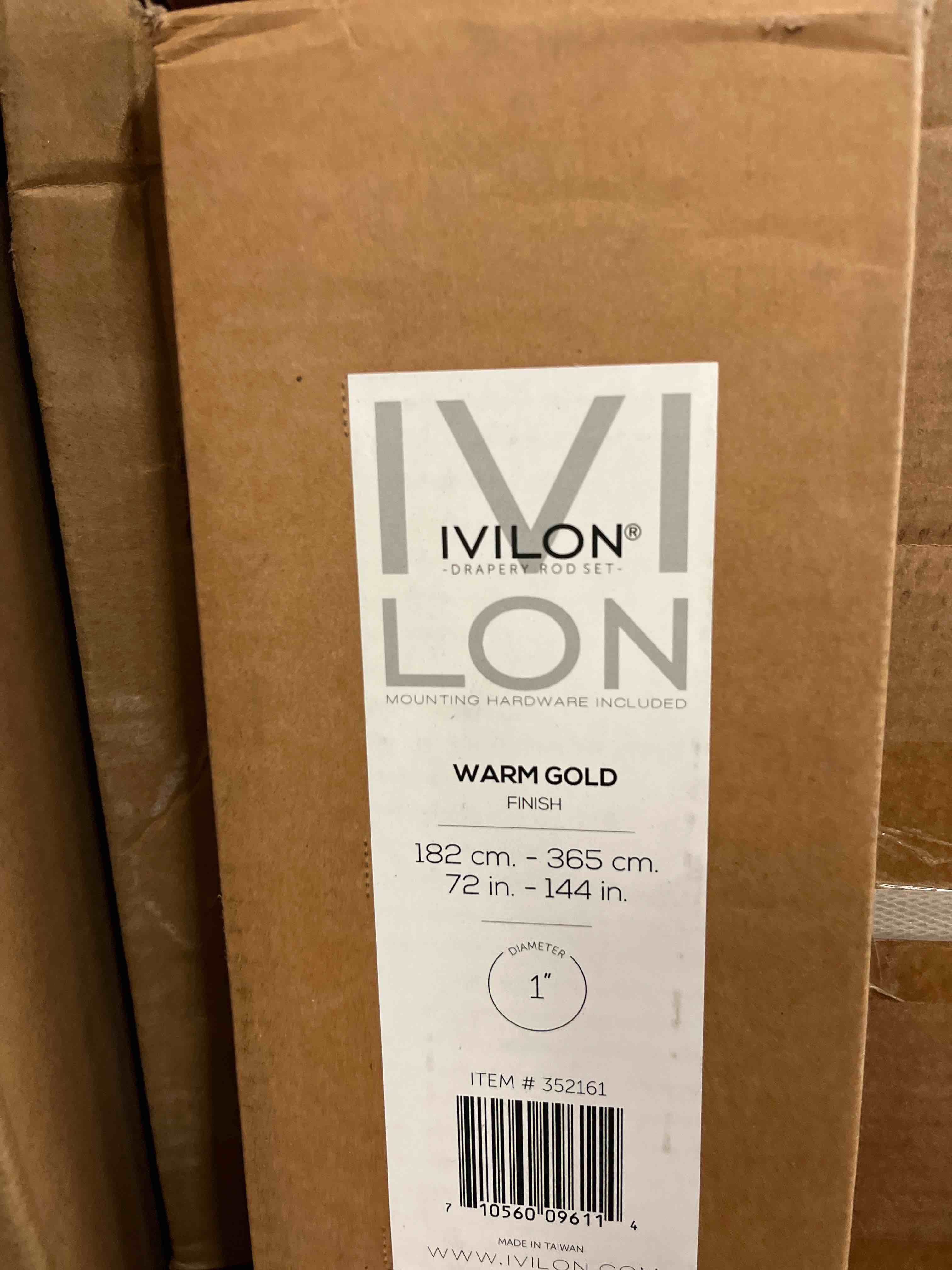 Condition photo showing New/Like New for Ivilon Drapery Window Curtain Rod - End Cap Style Design 1 Inch Pole. 72 to 144 Inch Color Warm Gold