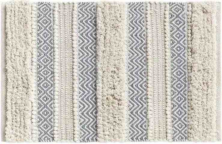 Condition photo showing New/Like New for INK+IVY Bath Rug Hand-Woven Texture Shaggy Striped Soft & Water Absorbent, Boho Bathroom Décor Bath-Mats, Non-Slip Absorbent Quick Dry Mats for Tub, Shower Room, Asher, 22x58 Grey