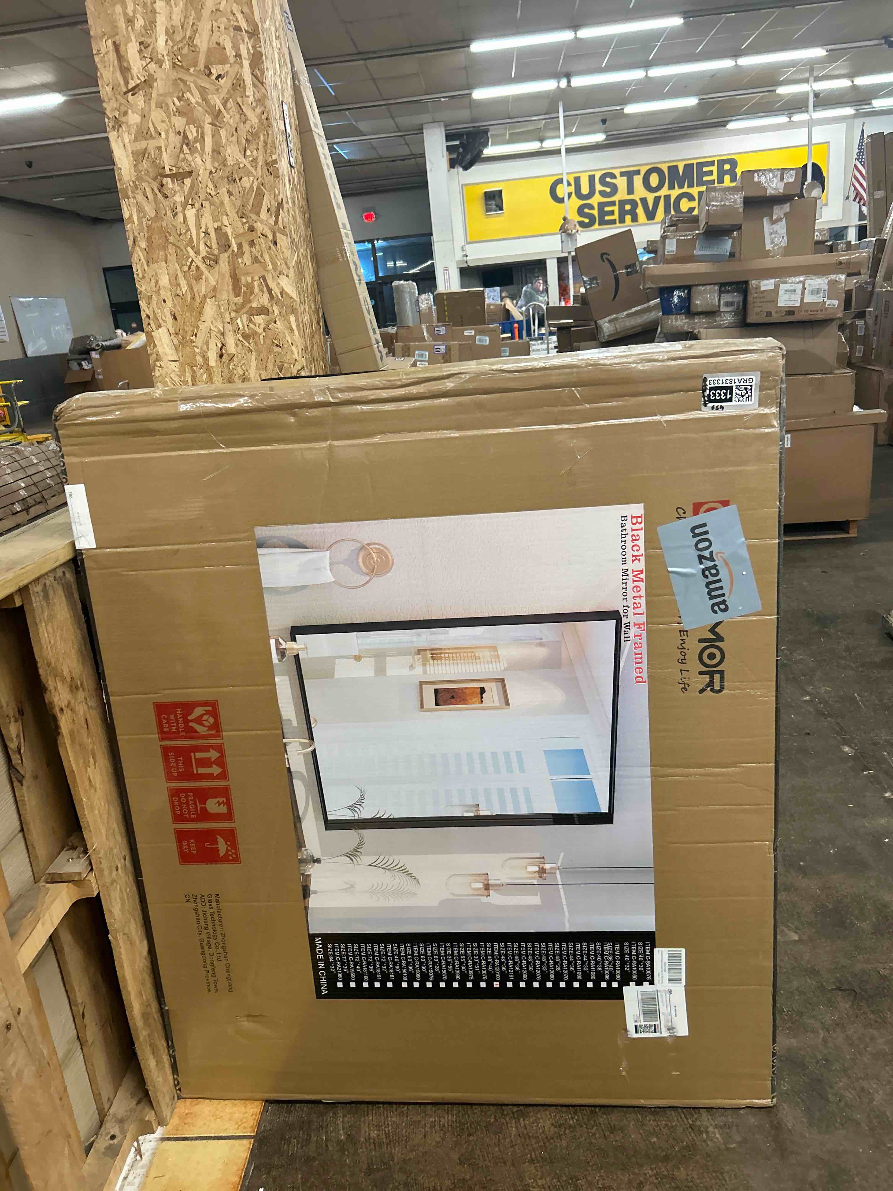 Condition photo showing New/Like New for 48x40 Inch Black Metal Framed Bathroom Mirror for Wall, Large Rectangle Mirror, Matte Black Bathroom Vanity Mirror, Anti-Rust, Square Corner, Shatterproof (Horizontal/Vertical)