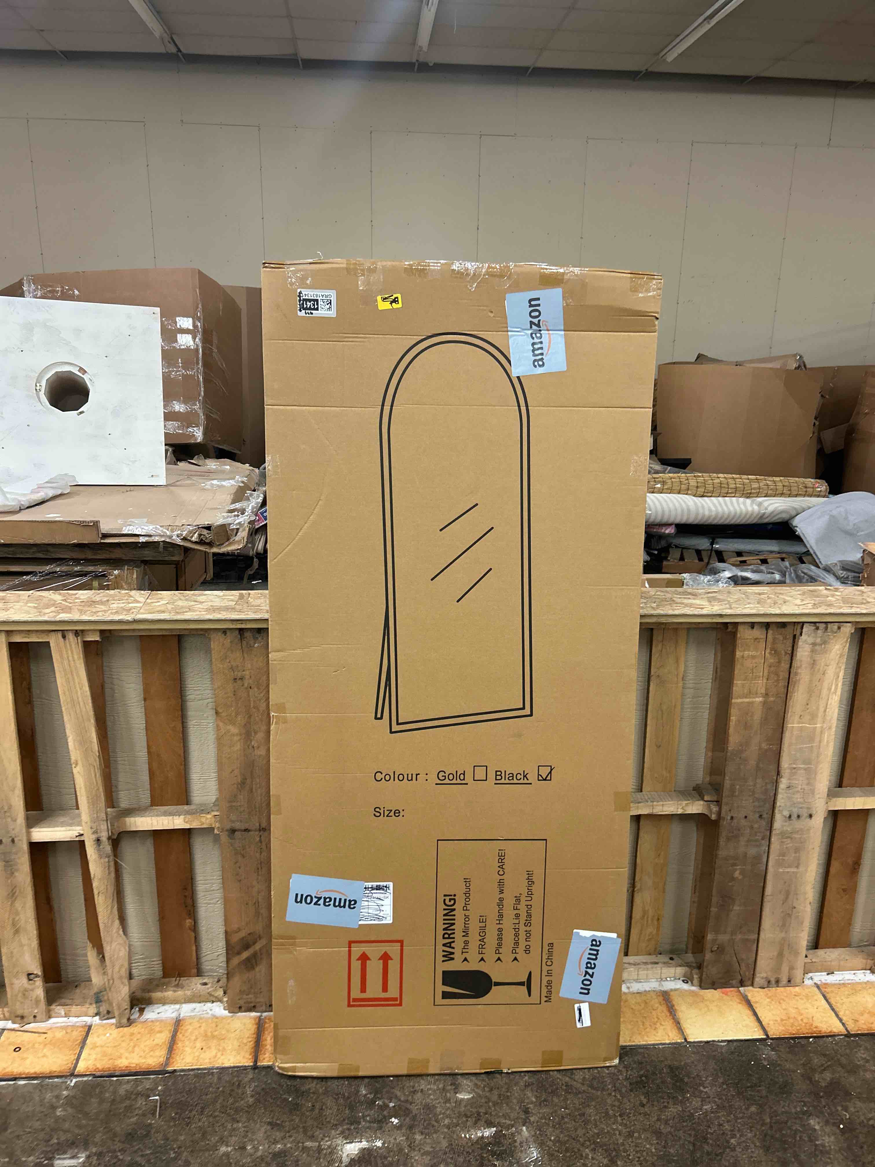 Condition photo showing New/Like New for SUNQUEEN 71"×32" Mirror Full Length, Arched Full Length Mirror with Stand, Standing Floor Mirror Wall, Hanging or Leaning Large Full Body Mirrors for Bedroom Living Room (Black)