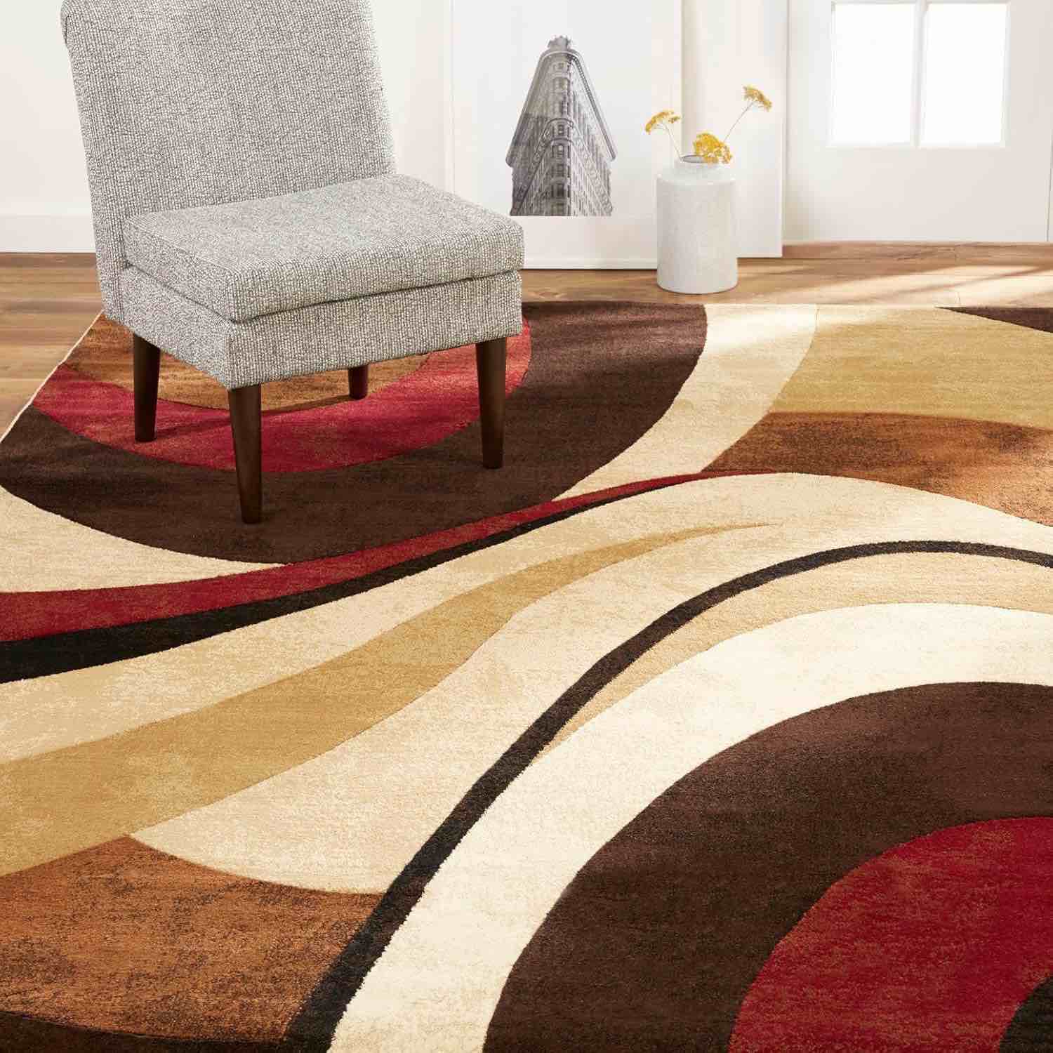 Home Dynamix Tribeca Slade Contemporary Abstract Area Rug  Brown/Red  7ft 10 x10ft 6