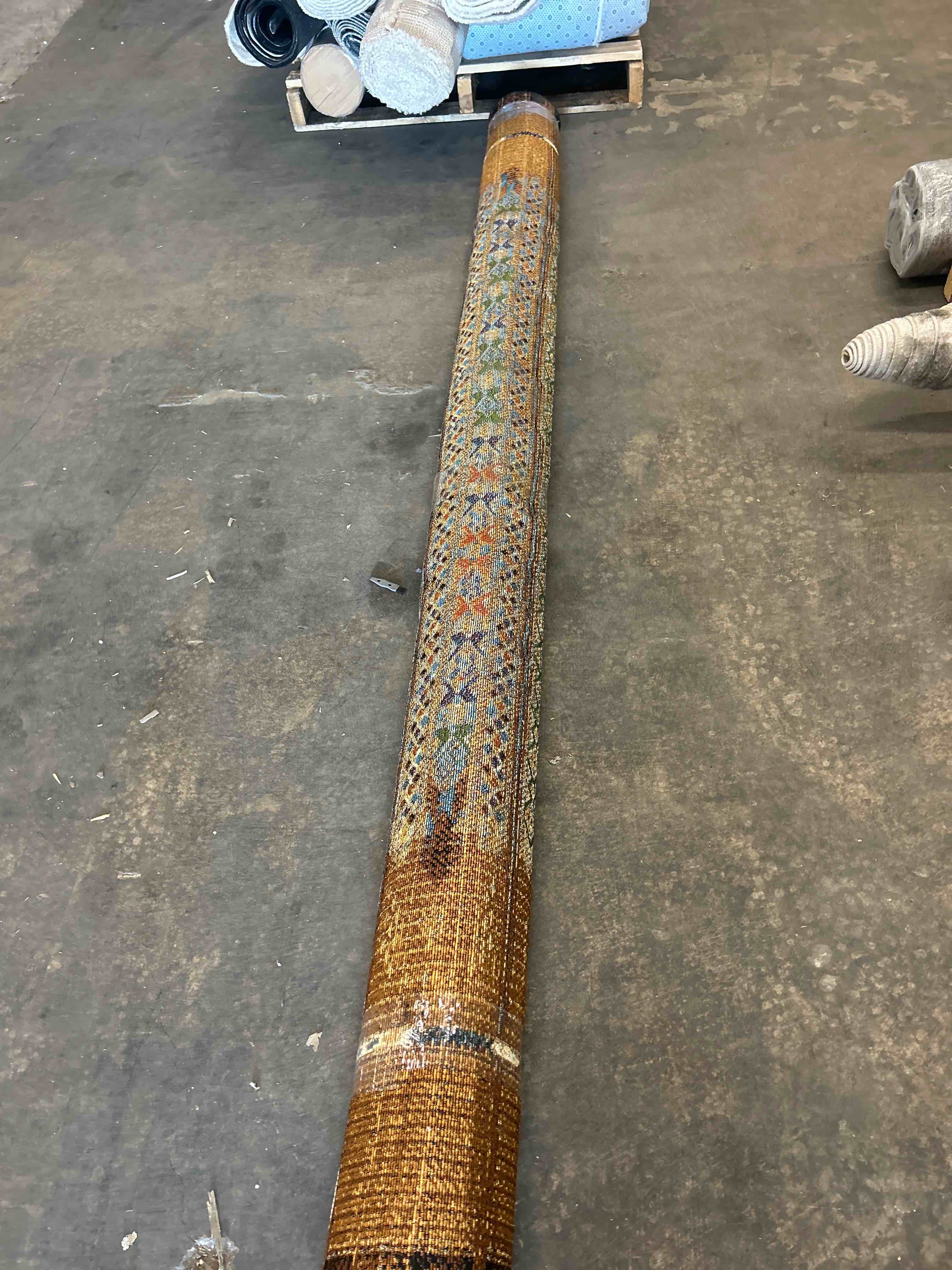 Condition photo showing New/Like New for Liora Manne Marina Low Profile Durable Indoor/Outdoor Woven Rug- Tribal Stripe Gold 7'10" x 9'10"