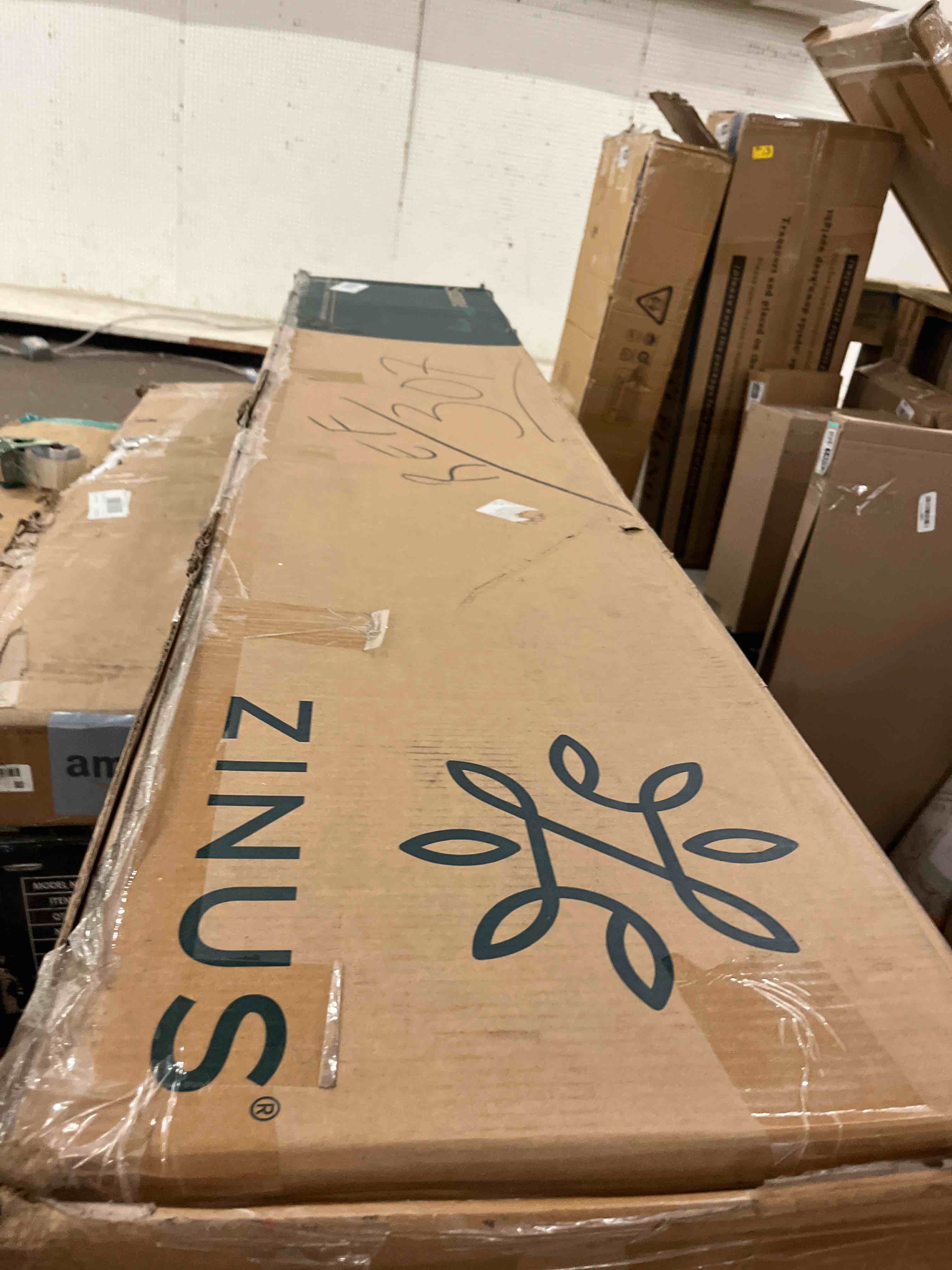 Condition photo showing New/Like New for Zinus Good Design Award Winner Suzanne 14 Inch Bamboo and Metal Platforma Bed Frame, No Box Spring Needed, Wood Slat Support, Chestnut Brown, King