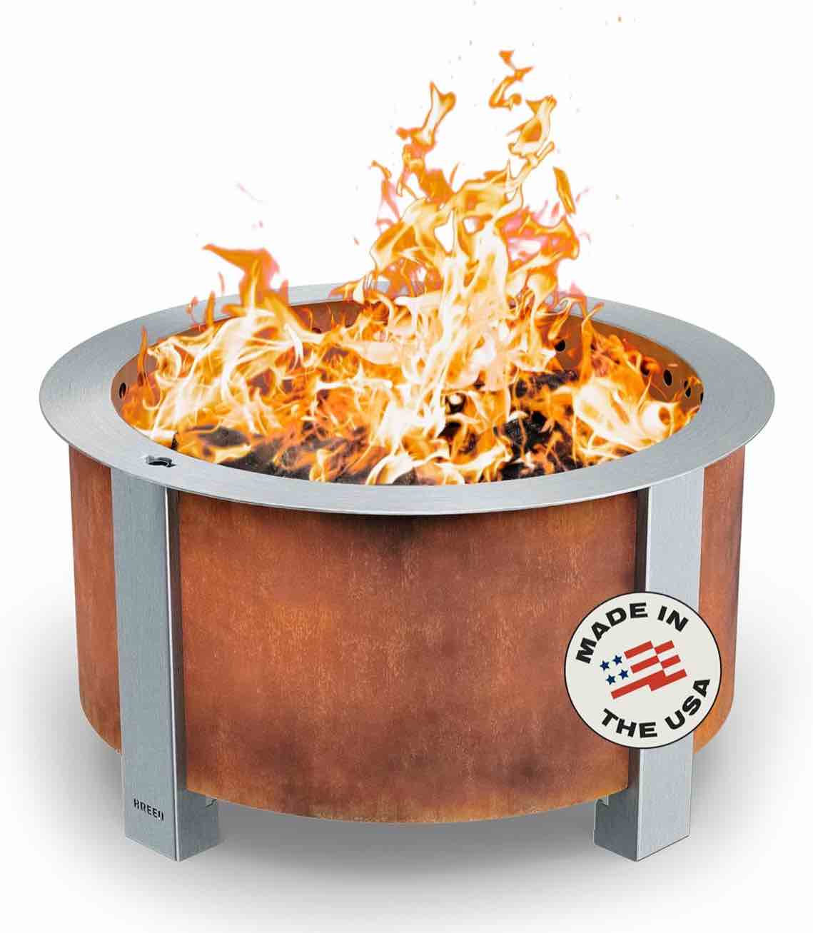 Condition photo showing New/Like New for Breeo Smokeless Fire Pit (X Series 24, Corten Steel) | 27.5 inch Smokeless Firepit for Outside | 62 Pounds | Ideal for Families Compatible with Wide Range of Breeo Accessories