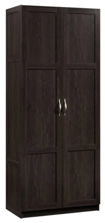 Condition photo showing Good Condition for Sauder Storage Cabinet/ Pantry cabinets, 29.61 " x D: 16.02 " x H: 71.50", Cinnamon Cherry finish