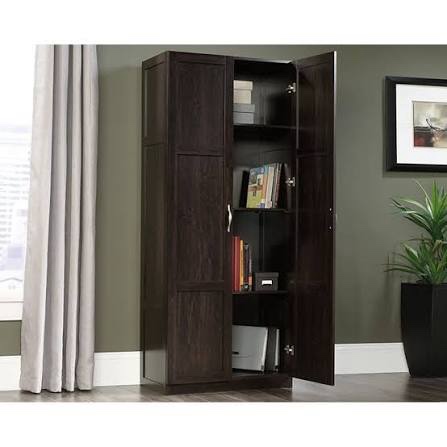 Sauder Storage Cabinet/ Pantry cabinets, 29.61 " x D: 16.02 " x H: 71.50", Cinnamon Cherry finish