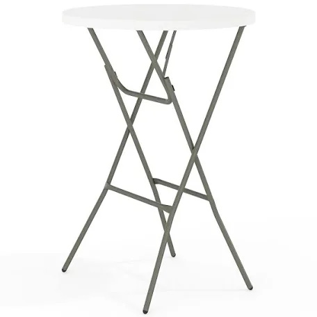 Flash Furniture 2.63-Foot Round Granite White Plastic Bar Height Folding Table