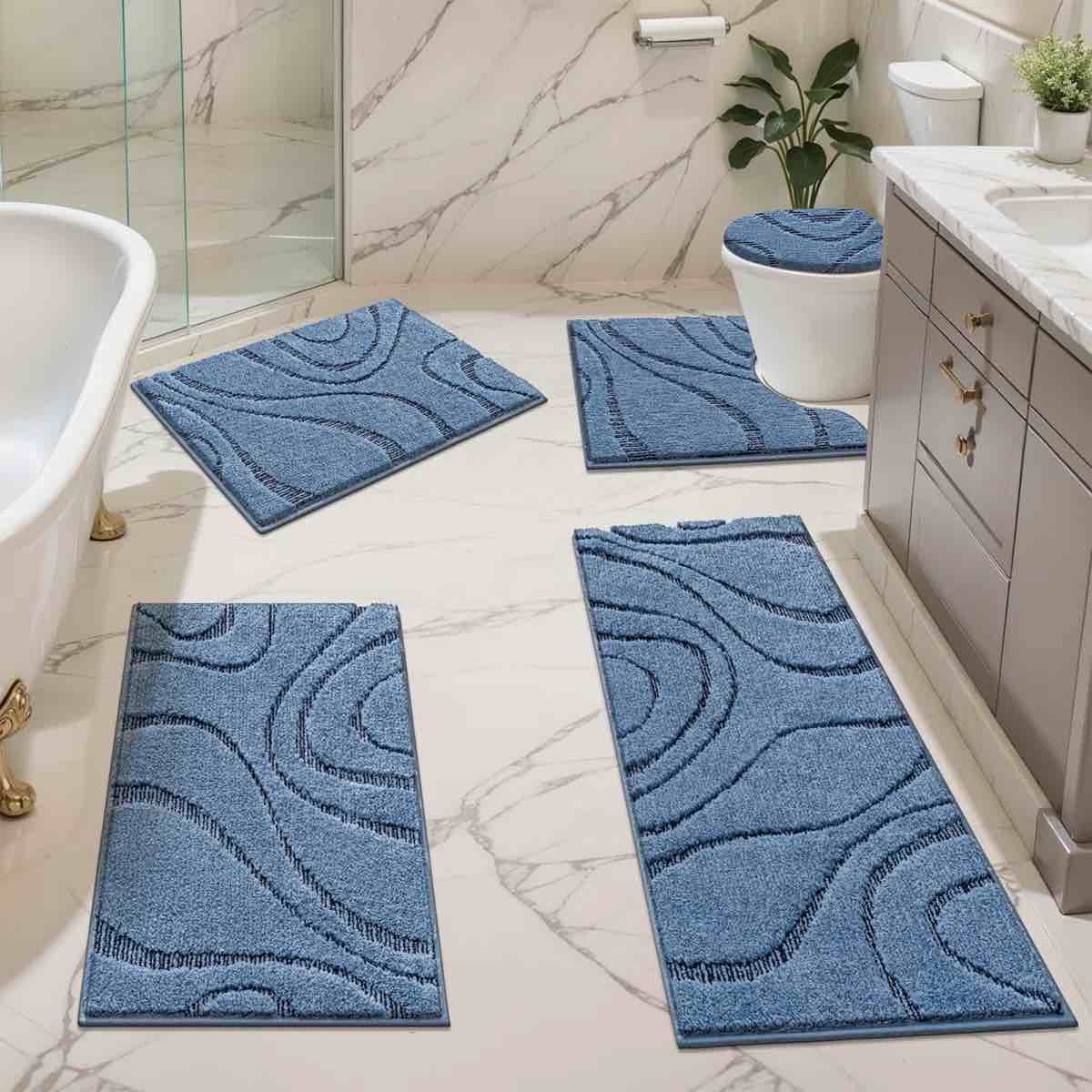 Condition photo showing New/Like New for 5 Piece Soft Absorbent Microfiber Bath Rug Set with Non-Slip Backing 