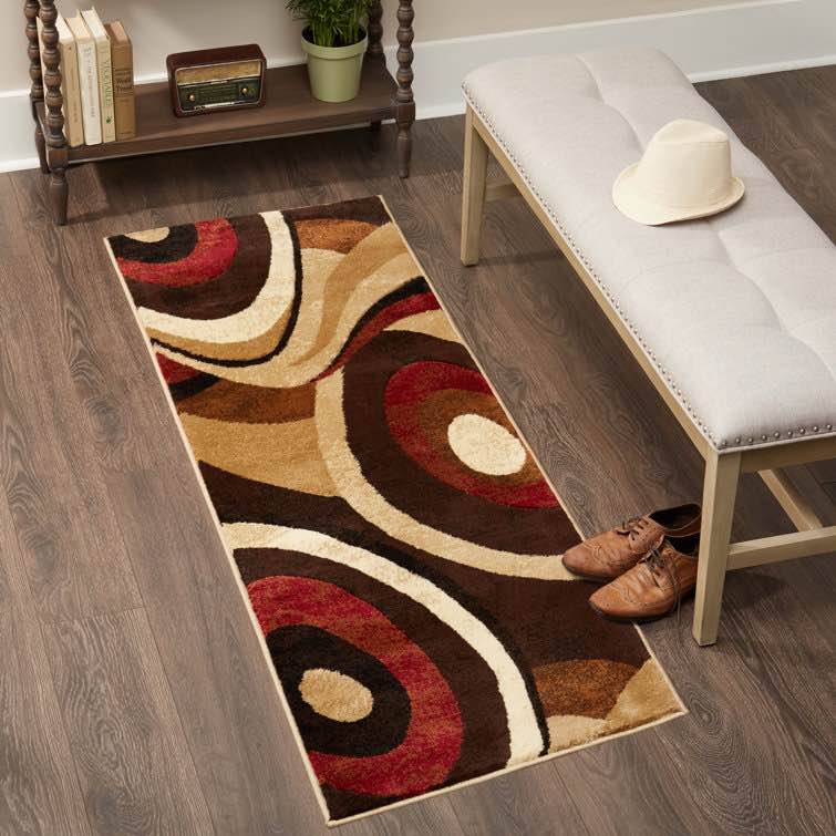 rubith abstract brown/beige area rugs (2 foot x 6 foot 2 inch)