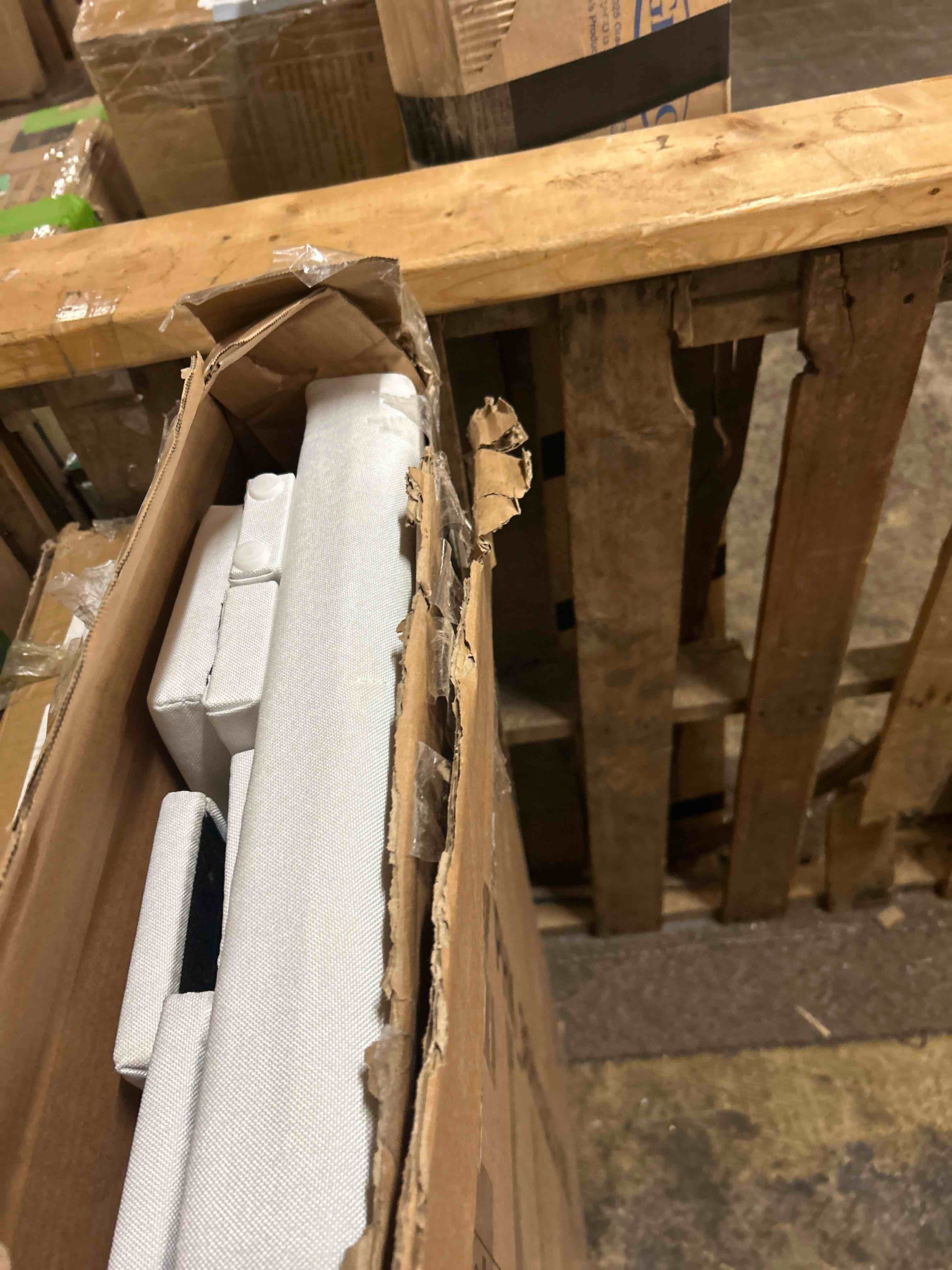 Condition photo showing New/Like New for garveehome twin size platform bed frame with upholstered headboard and wooden slats support, upholstered mattress foundation/no box spring needed/easy assembly, beige