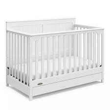 graco hadley 5-in-1 convertible crib and changer with drawer (white) - greenguard gold certified, crib and changing -table combo with drawer, includes baby changing pad, converts to full-size bed