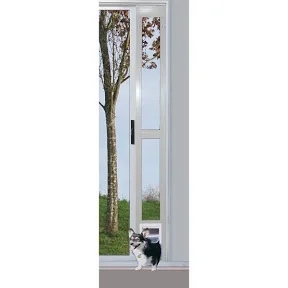ideal pet products fast fit pet patio door aluminum satin silver- adjustable height 77 5/8 - 80 3/8 , up to 35lb pet flap