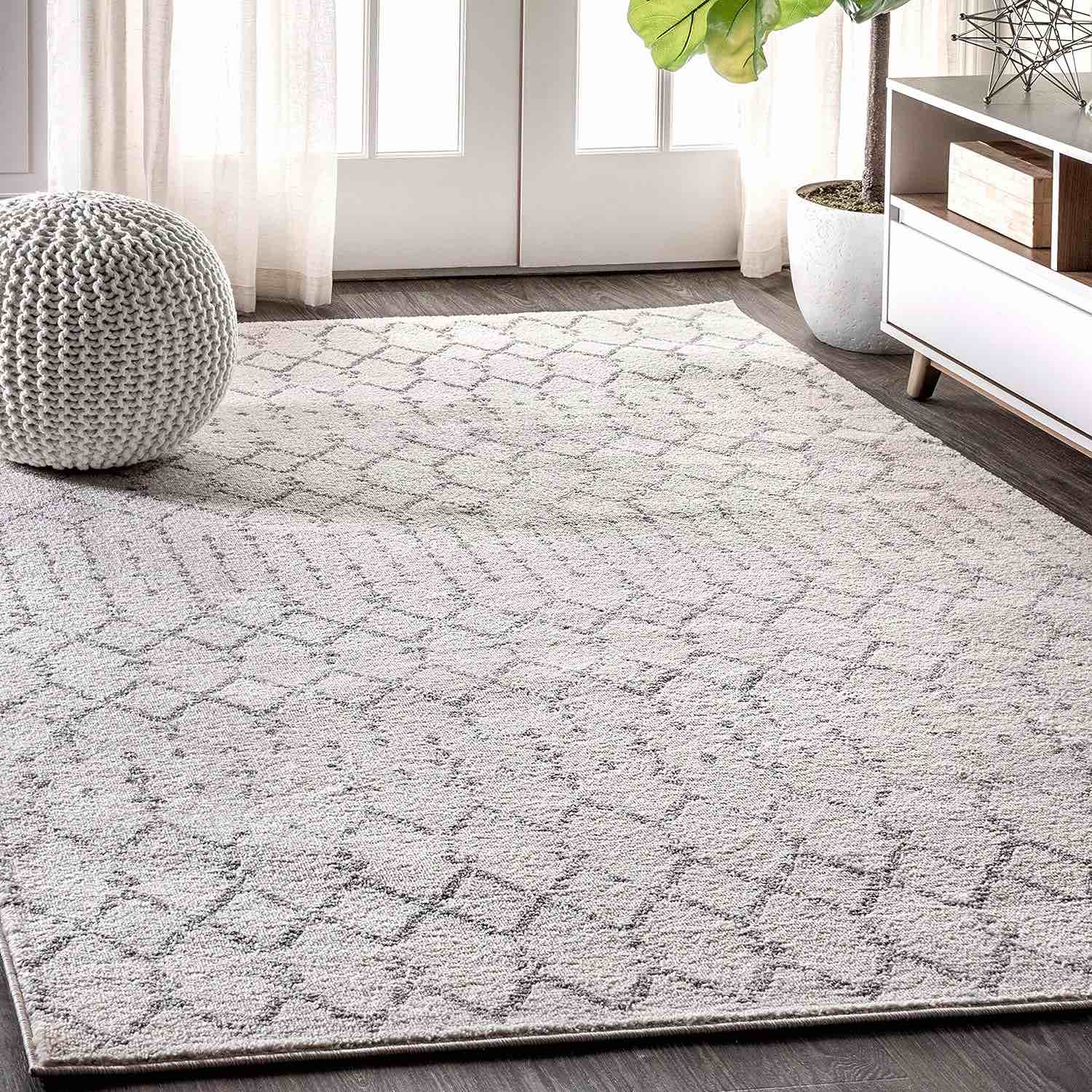 jonathan y moroccan hype 5 x 8 area rug  boho vintage diamond - cream/gray  moh101b-5