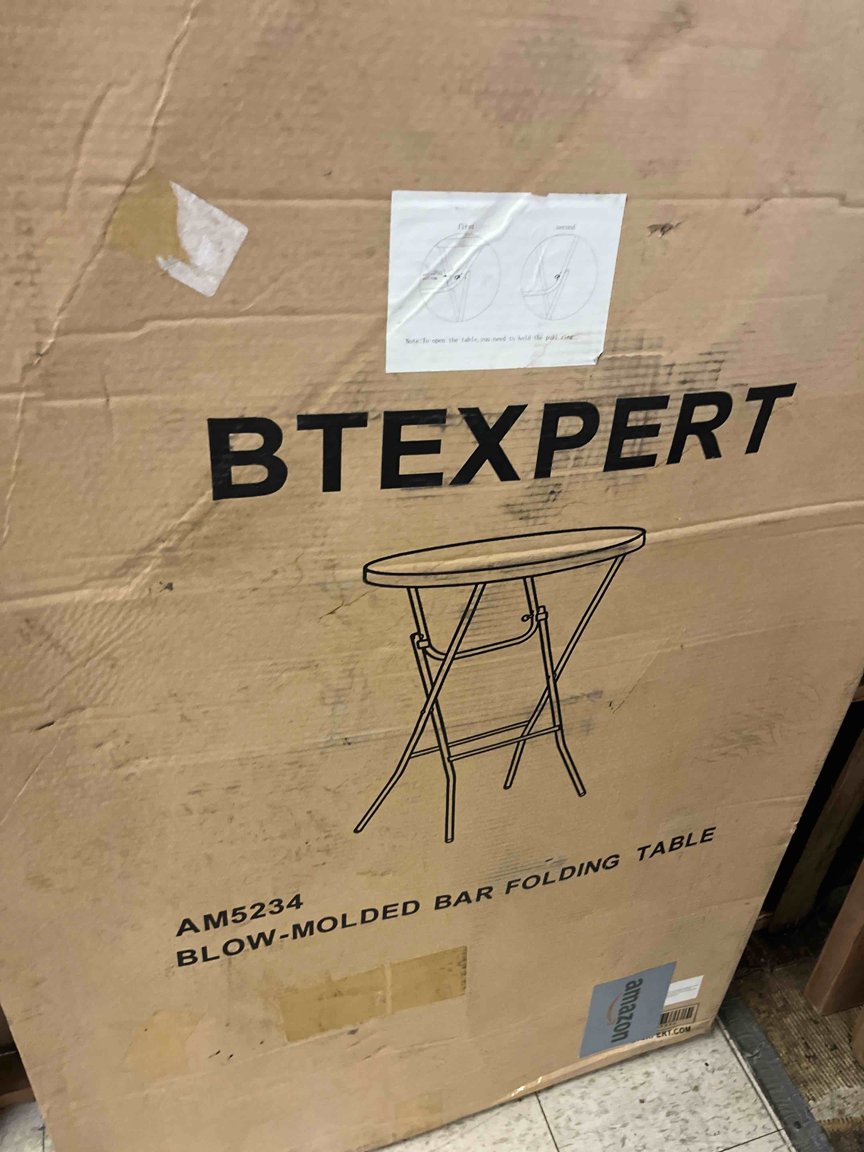 Condition photo showing New/Like New for btexpert 32" round 43" bar height white granite plastic folding table portable commercial table banquet card coffee dining cocktail table for wedding party event home kitchen outdoor