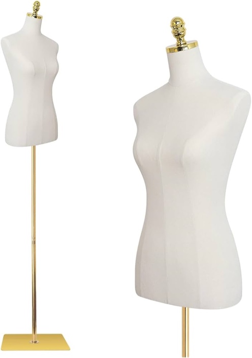 easehome dress form mannequin torso, 43-73 inch height adjustable female manikin body clothing display with metal bracket and rectangular base for sewing dress display,beige