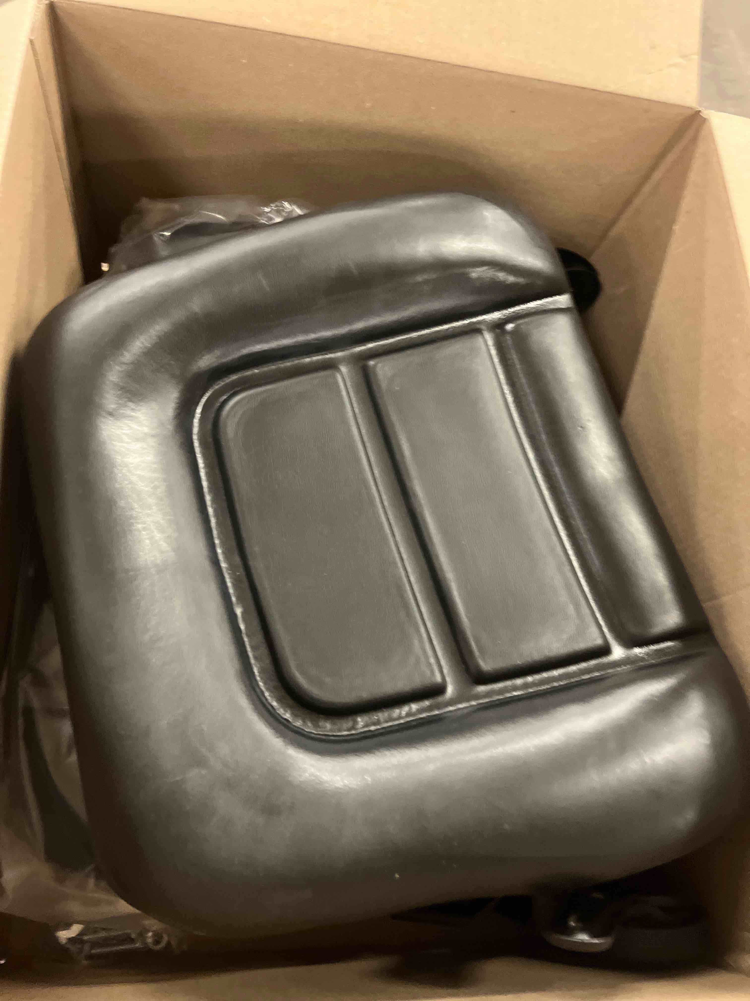 Condition photo showing New/Like New for universal forklift seat,tractor seat,with micro switch and safety belt,for tractor,mower,skid loader,telehandler,backhoe,excavator dozer
