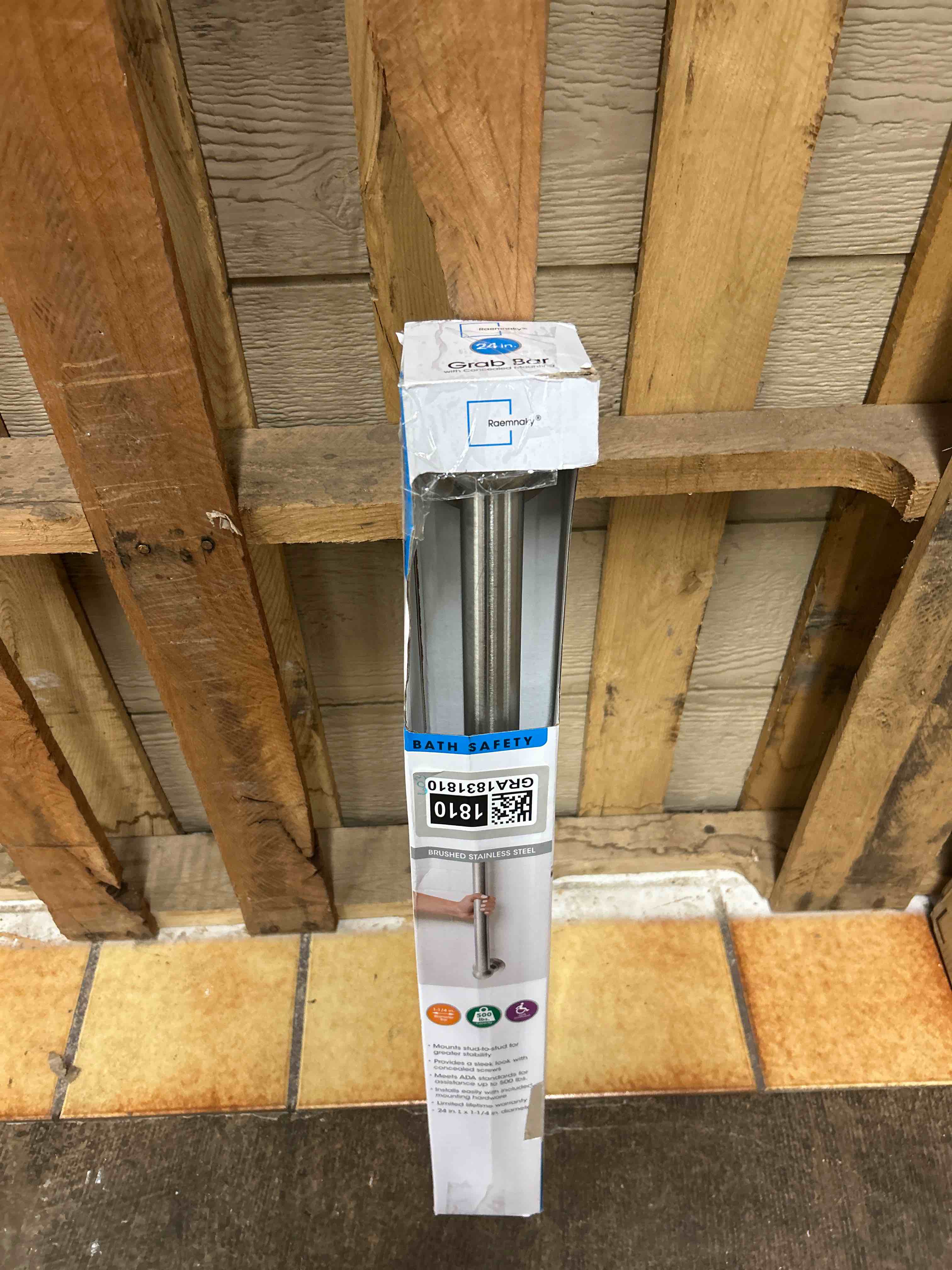 Condition photo showing New/Like New for anti slip shower grab bar, safety bathroom assist handle, ada compliant handrail, heavy duty handicap grab bars for elderly, injured, senior, children (brushed nickel, 24 inches)