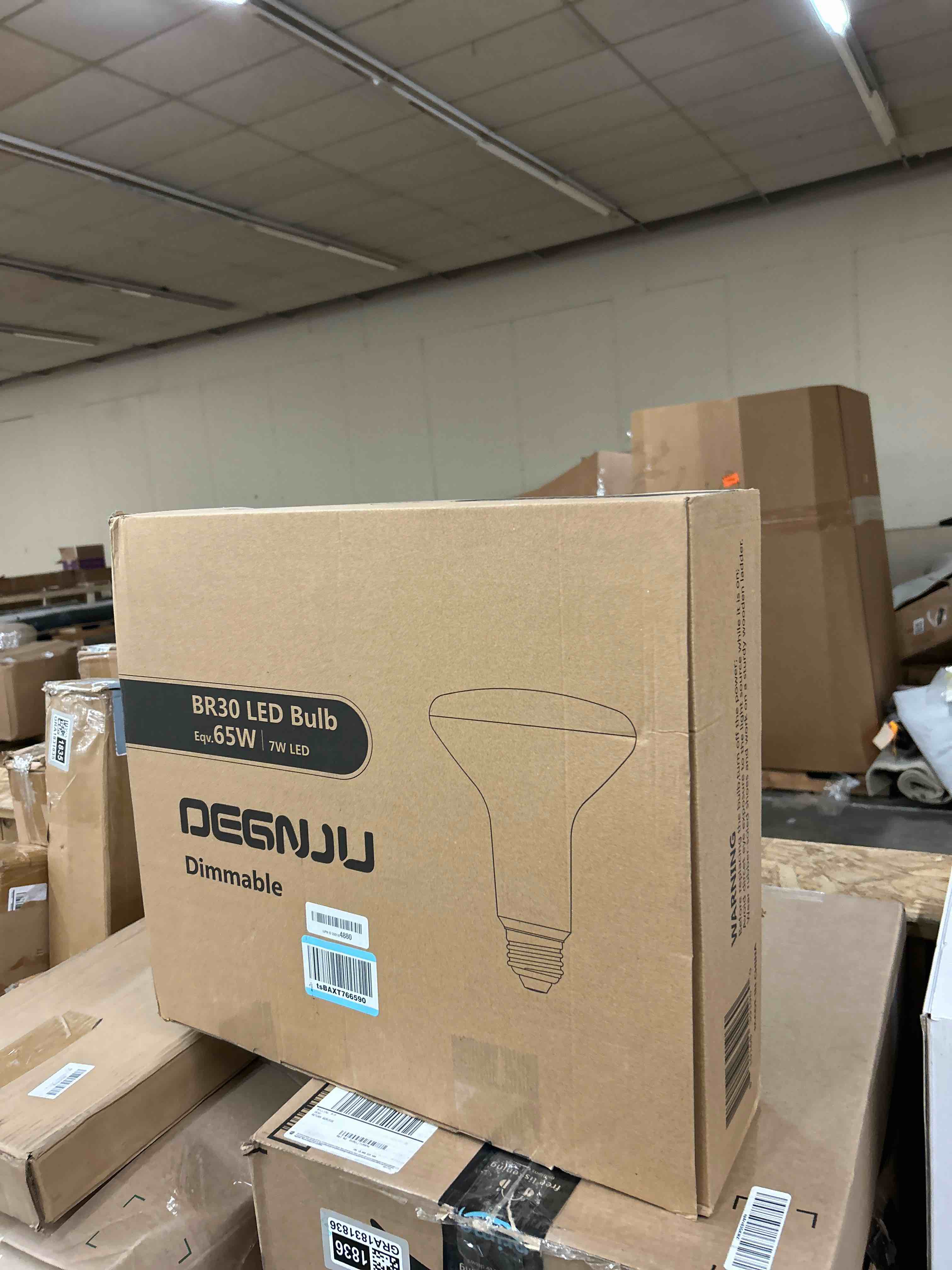 Condition photo showing New/Like New for 48 pack indoor flood light bulbs, br30 led bulb 7w equivalent 65w, dimmable recessed light bulbs, 650lm 3000k warm white 15000 lifetime led can light bulb, interior home e26 base