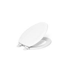 Condition photo showing New/Like New for kohler stonewood quiet-close elongated toilet seat, slow close design, durable wood, easy installation, universal fit, white finish, k-20466-0