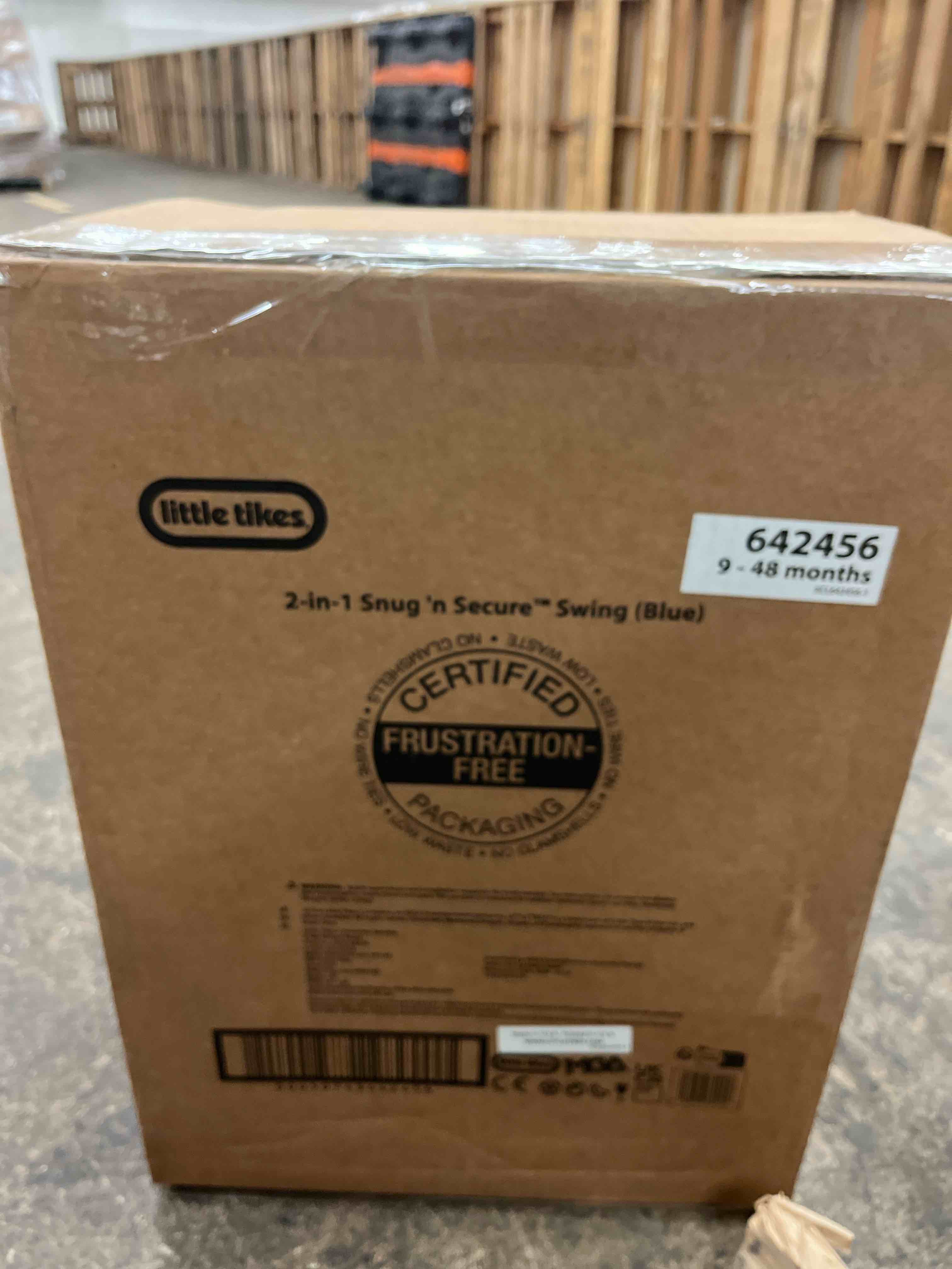 Condition photo showing New/Like New for little tikes 2-in-1 snug  n secure blue swing for baby and toddlers  ages 9 months - 4 years