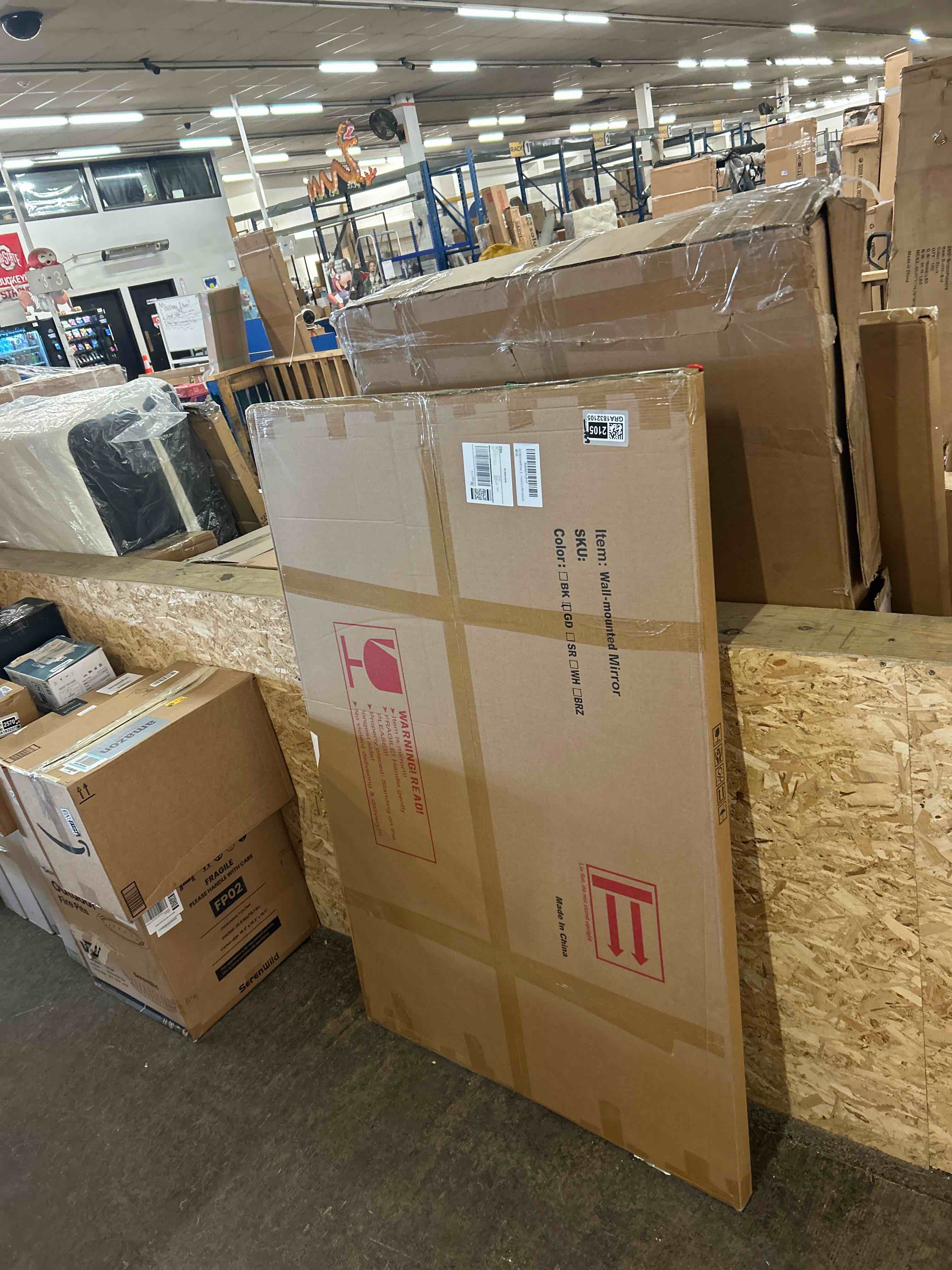 Condition photo showing New/Like New for gold bathroom mirror, 36x60 inch rectangular deep frame mirror, large wall mounted bathroom vanity mirror over sink for bedroom,restroom, living room, hangs vertically or horizontally