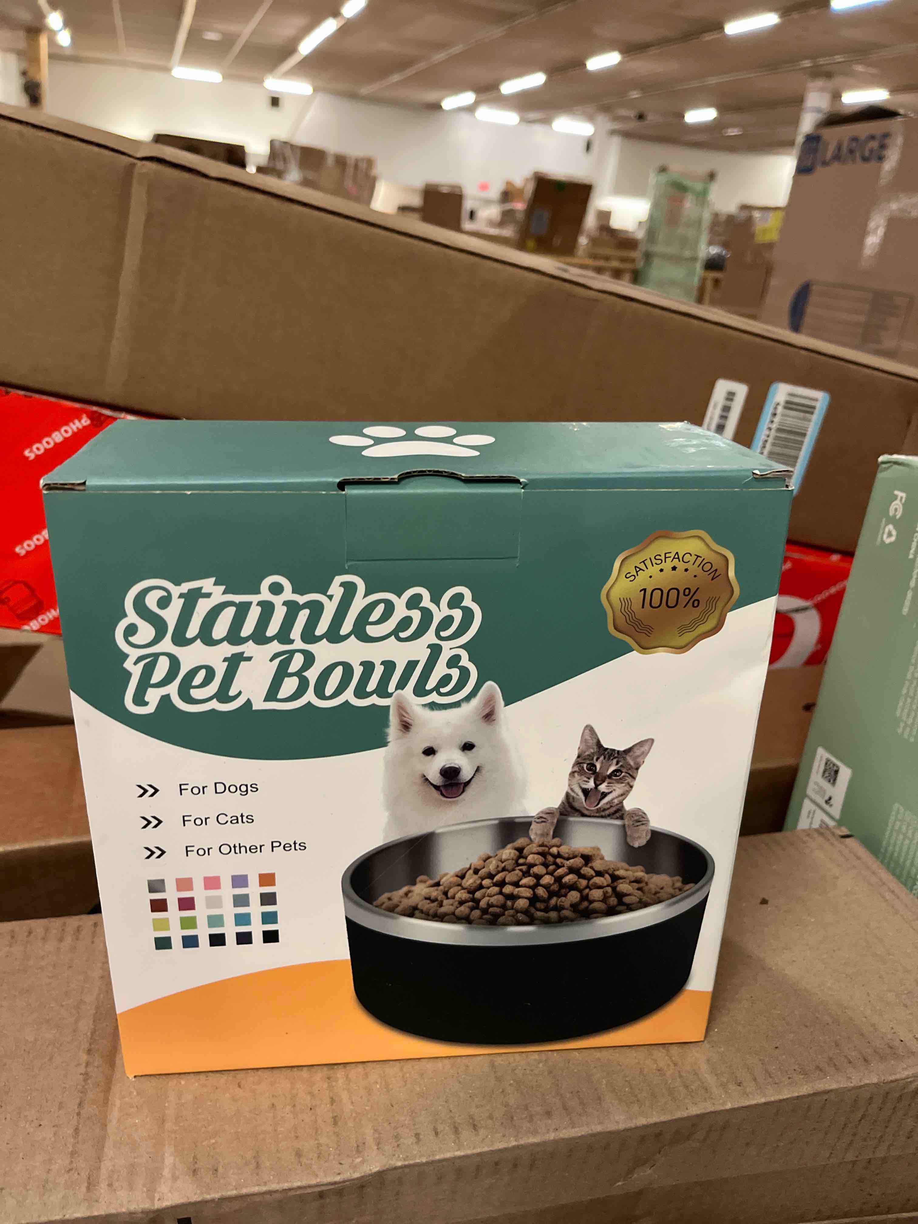 Condition photo showing New/Like New for wenbokmin dog bowl, stainless steel dog food and water bowl with non slip quiet bottom, easy to clean, dishwasher safe, 64oz, deep grey