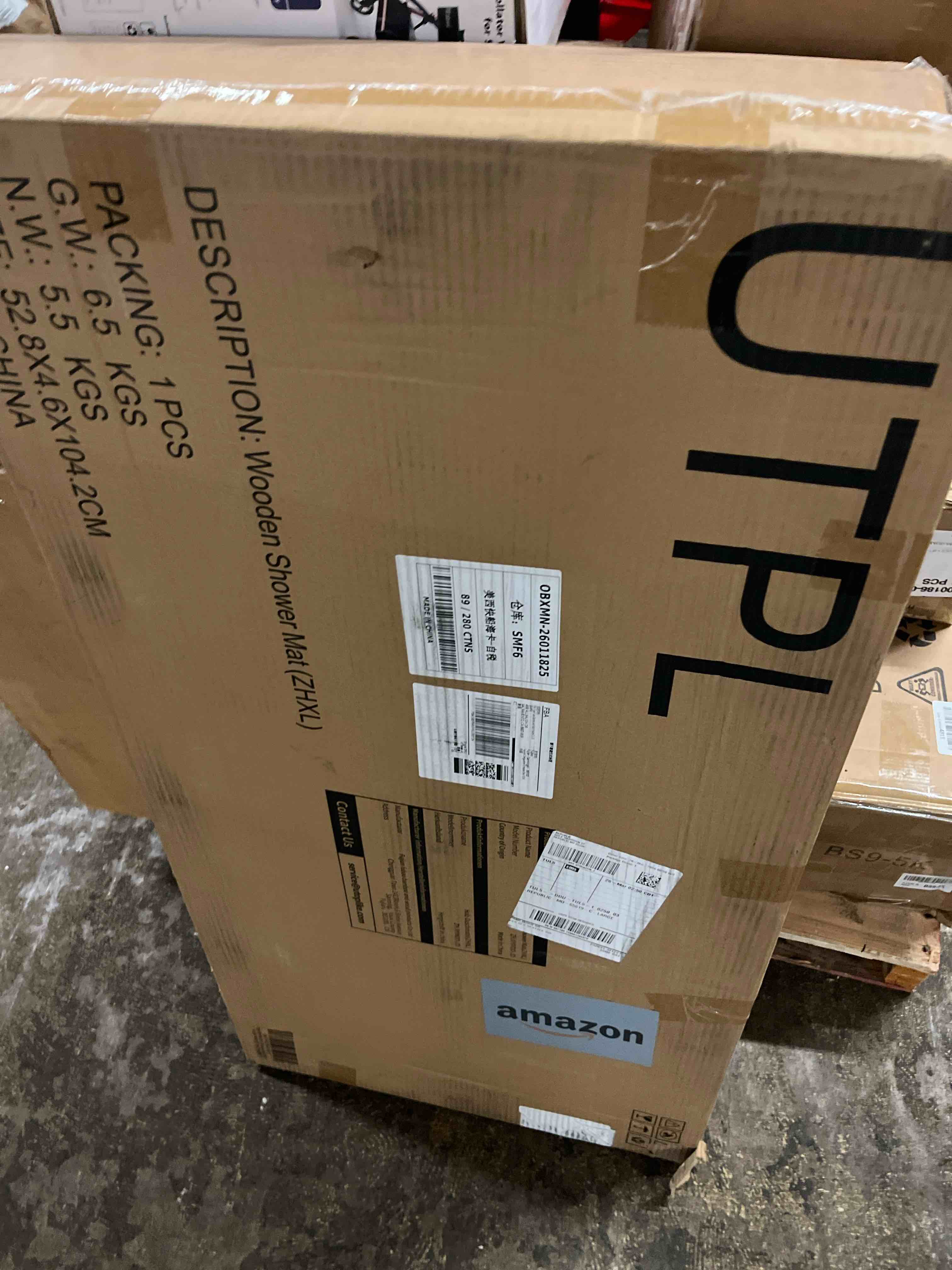 Condition photo showing New/Like New for utoplike teak wood bath mat, extra large shower mat for bathroom, 40 x 20 inch non slip wooden floor sturdy mat for inside shower luxury spa home or outdoor