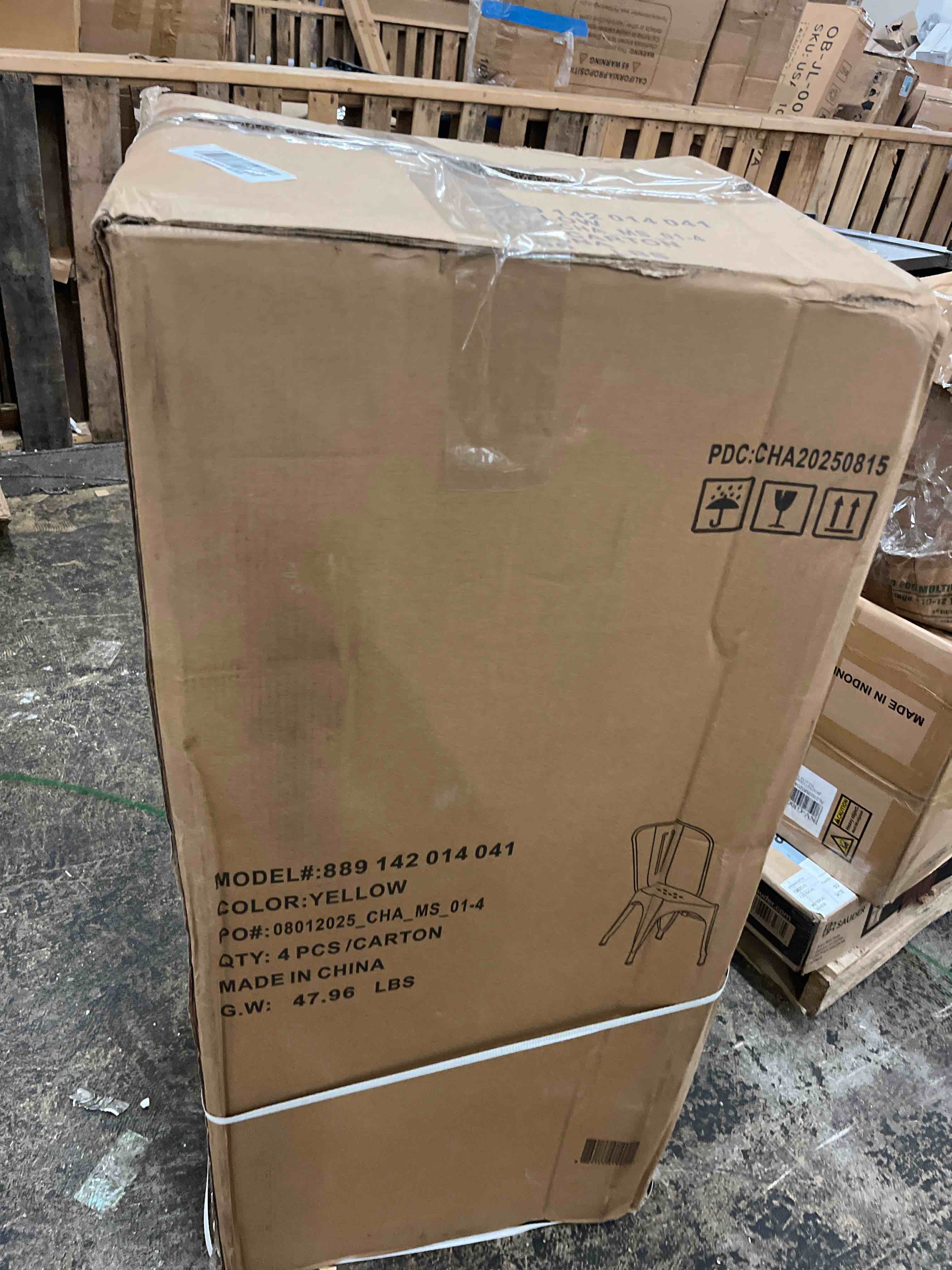 Condition photo showing New/Like New for flash furniture perry commercial grade yellow metal indoor-outdoor stackable chair