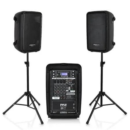 Pyle Stage & Studio 8 Inch Bluetooth PA Loud Speaker  8 Channel Audio Mixer