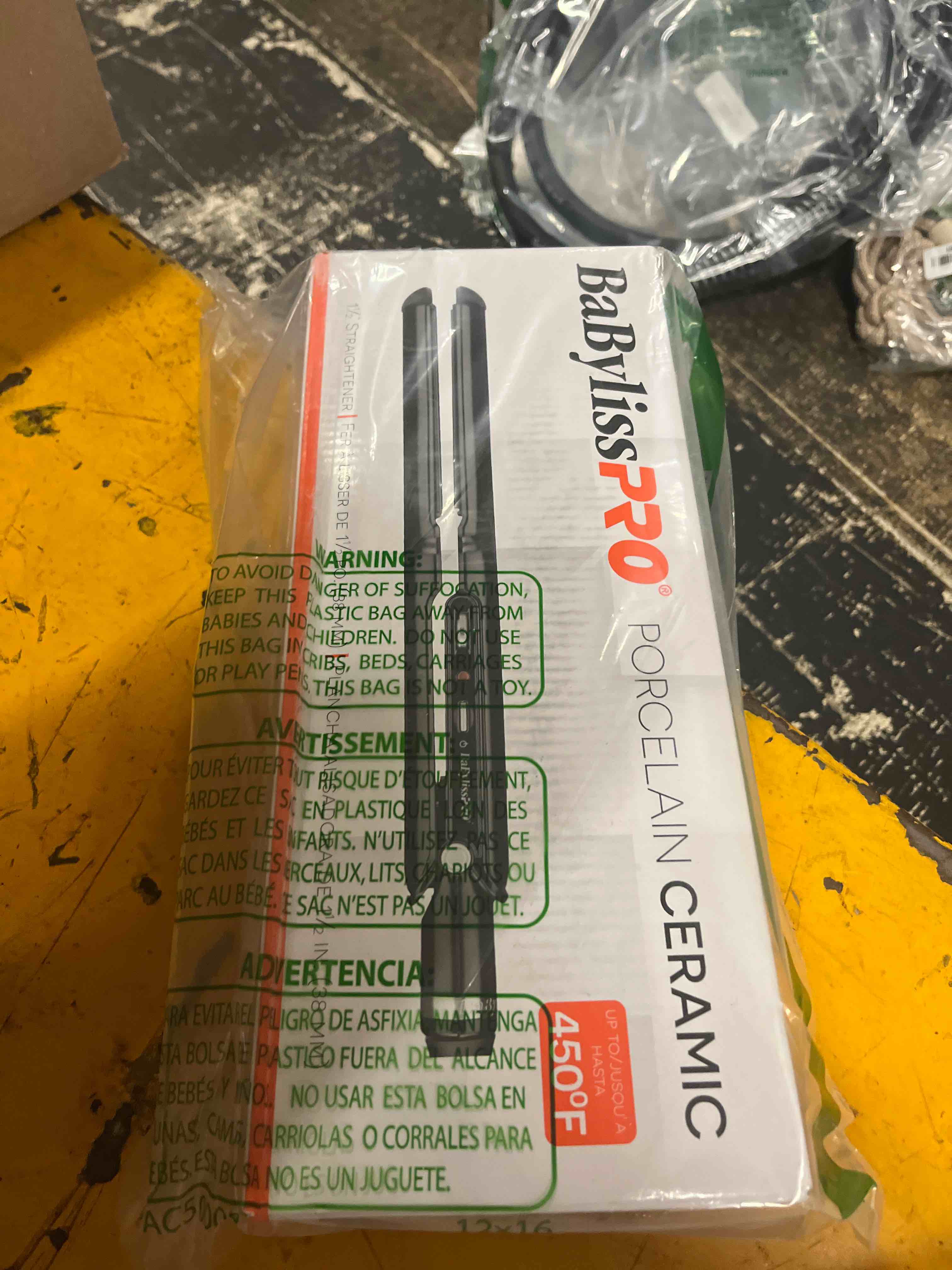 Condition photo showing New/Like New for babylisspro porcelain flat iron hair straightener, hair straightener iron for professional salon results and all hair types