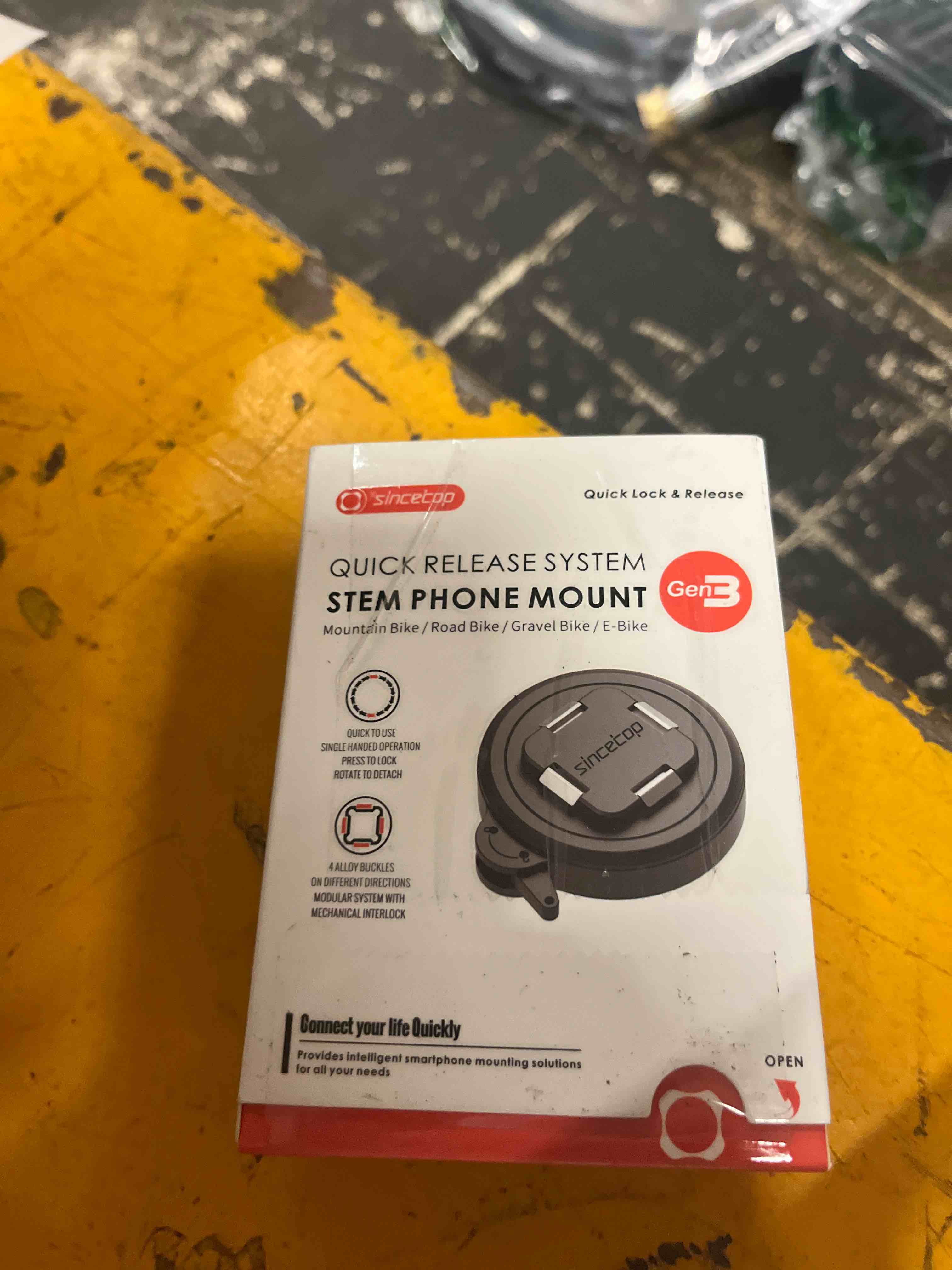 Condition photo showing New/Like New for sincetop bike phone mount - series q [ quad ] - mountain bicycle stem phone holder - quick lock & release - aluminum handlebar cycling cell holder for mtb ebike road electric gravel bikes