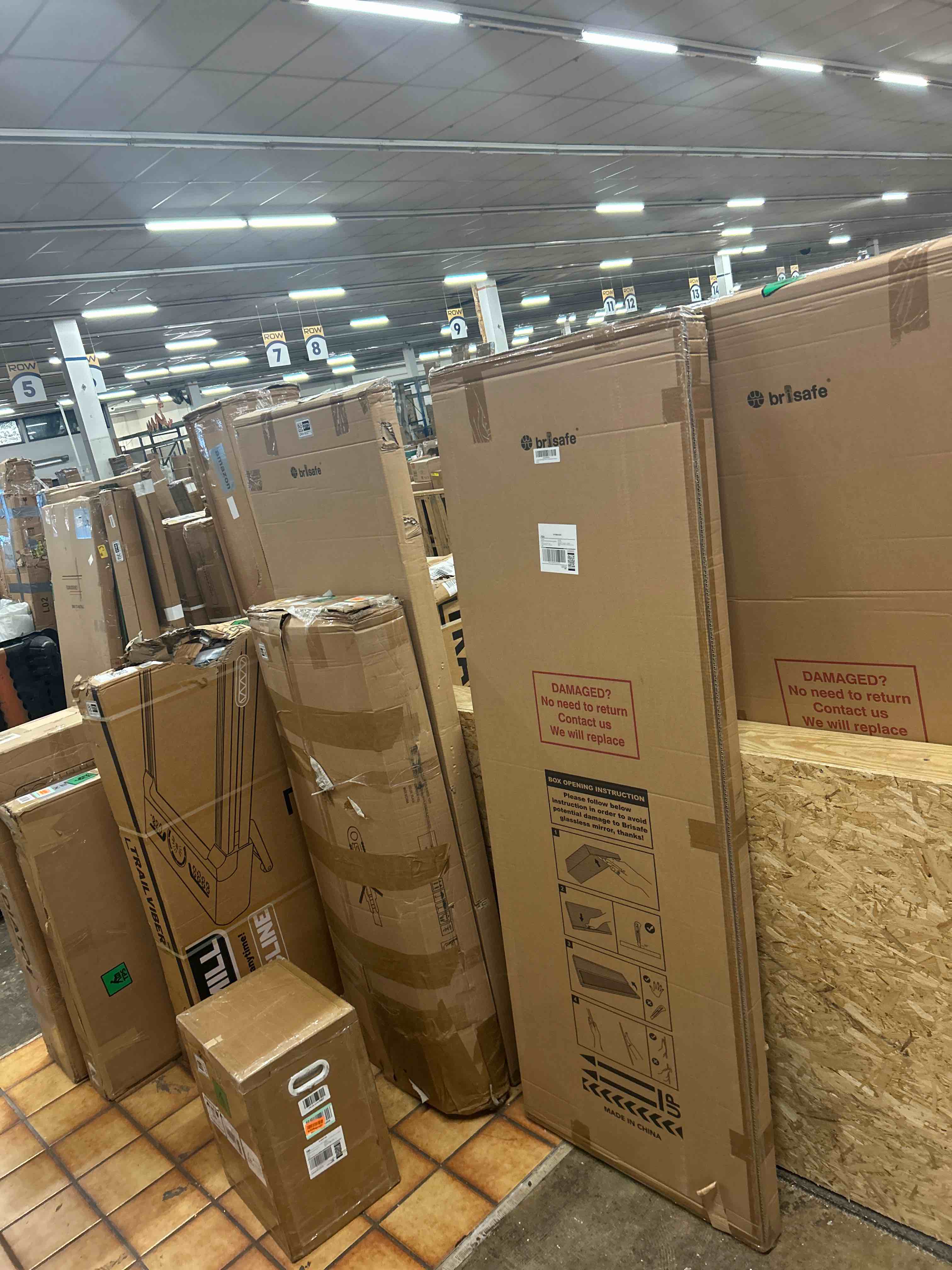 Condition photo showing New/Like New for brisafe nanomirror space-saving 360° folding full length mirror, 63" x 47" ultra-large wall mounted shatterproof foldable design for home gym, yoga, dance, fitness studio, white