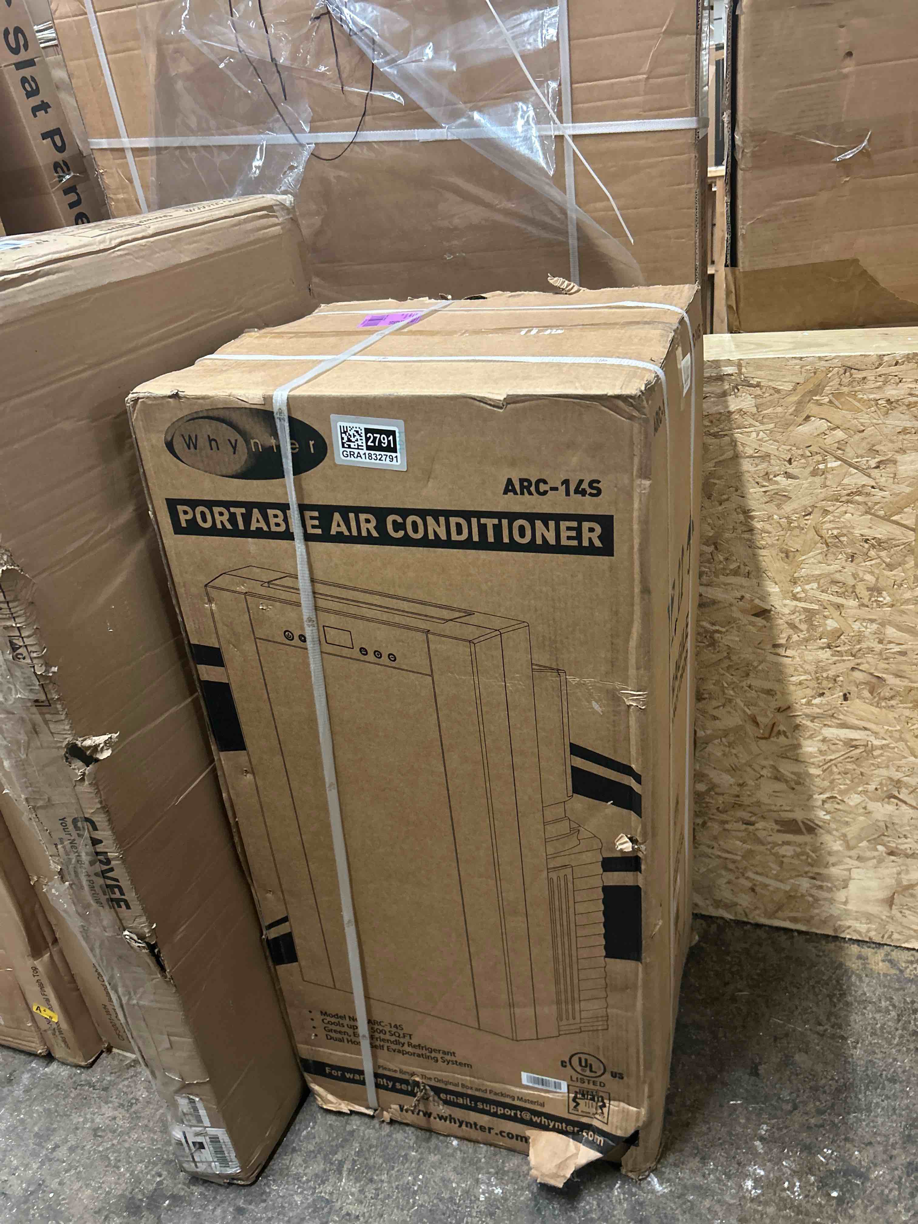 Condition photo showing New/Like New for whynter portable air conditioner 14,000 btu with dual hose dehumidifier & cooling fan for 500 sq ft rooms, includes ac unit window kit, arc-14s (9,500 sacc)