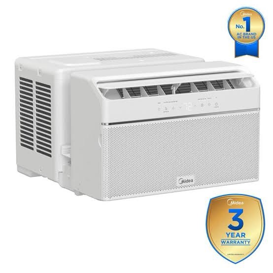 Condition photo showing New/Like New for midea 12,000 btu u-shaped smart inverter window air conditioner-cools up to 550 sq. ft., ultra quiet with open window flexibility, compatible with alexa/google assistant, 35% energy savings (renewed)