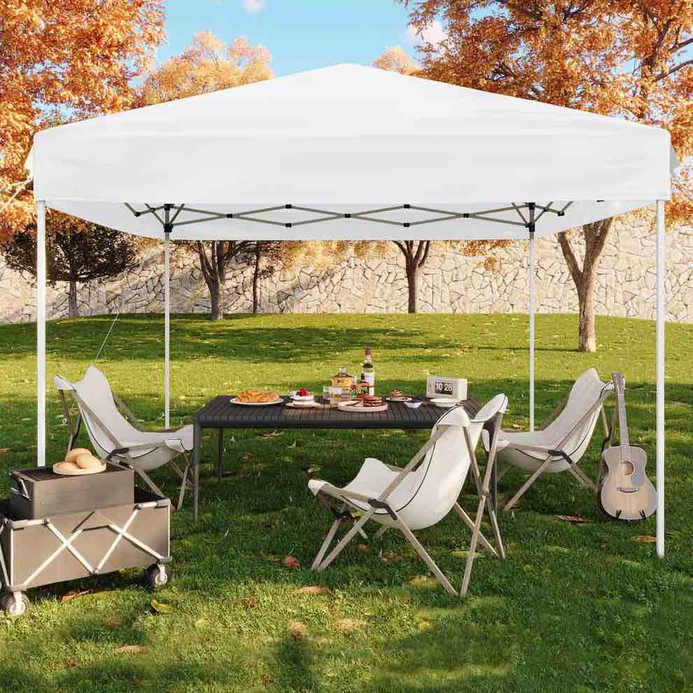 Condition photo showing New/Like New for garvee 10x10 ft pop up canopy tent - height adjustable outdoor pavilion - portable folding gazebo, easy setup - perfect for parties, garden, camping, beach & outdoor events - white