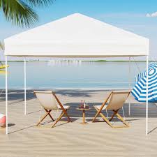 garvee 10x10 ft pop up canopy tent - height adjustable outdoor pavilion - portable folding gazebo, easy setup - perfect for parties, garden, camping, beach & outdoor events - white