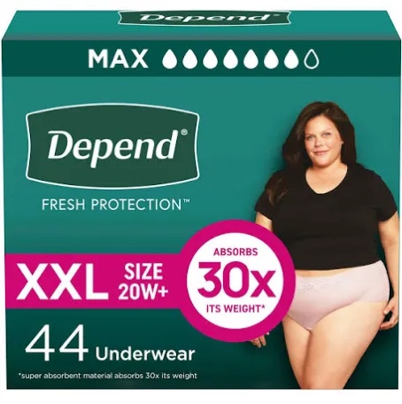 Depend Fresh Protection Adult Incontinence & Postpartum Underwear for Women - Maximum Absorbency - XXL - Blush - 44ct