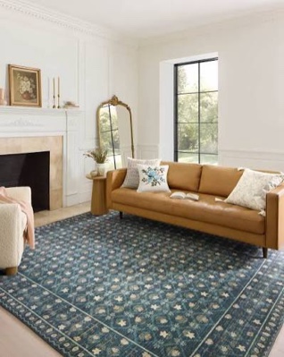 Loloi Rifle Paper Co. Eden Collection EDE-03 Lattice Indigo 7'-6" x 9'-6" Area Rug feat. CloudPile