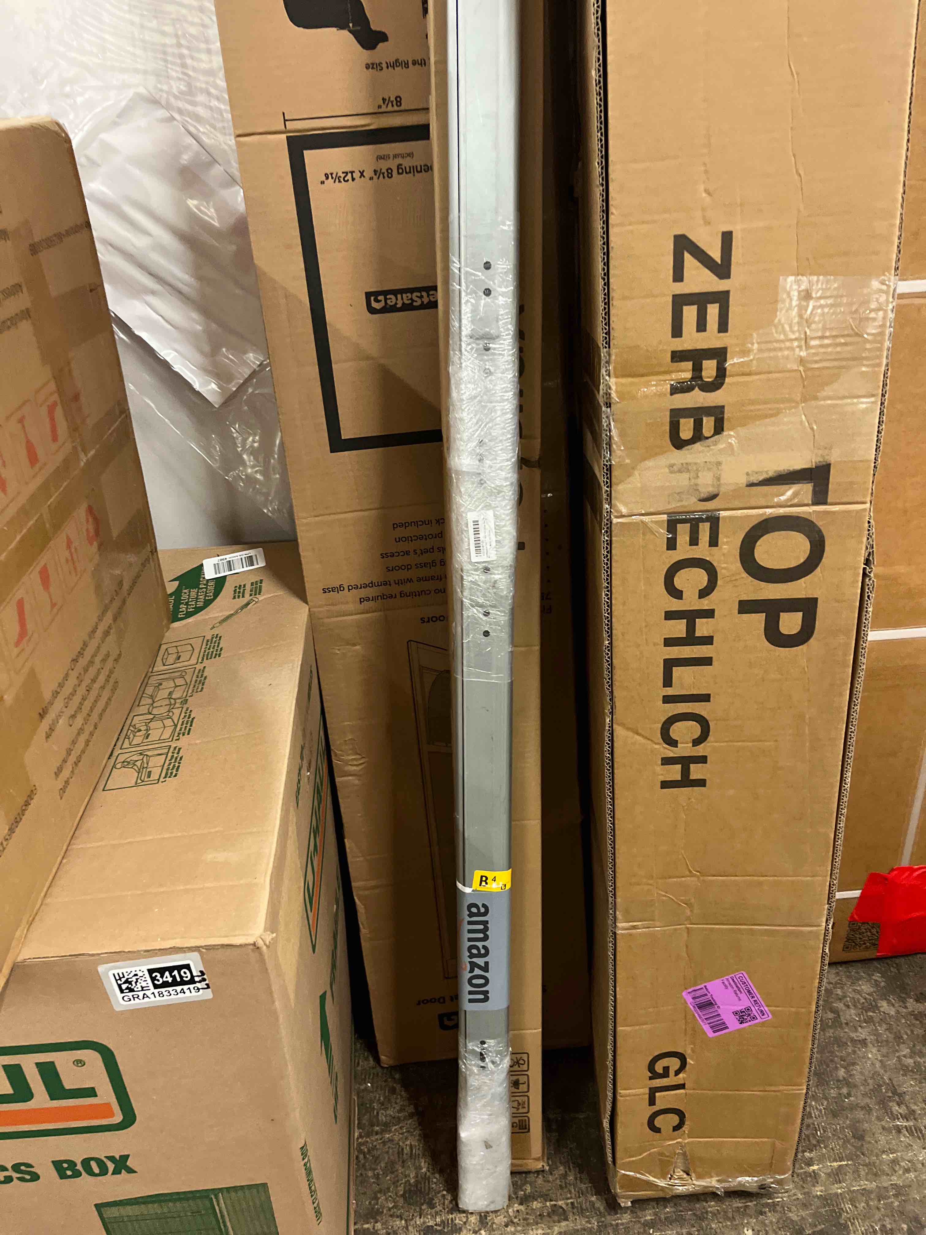 Condition photo showing New/Like New for garage door vertical track replacement, galvanized steel garage door hardware rails kit, set of left and right for 2" light commercial side track rollers and 7' foot tall garage door
