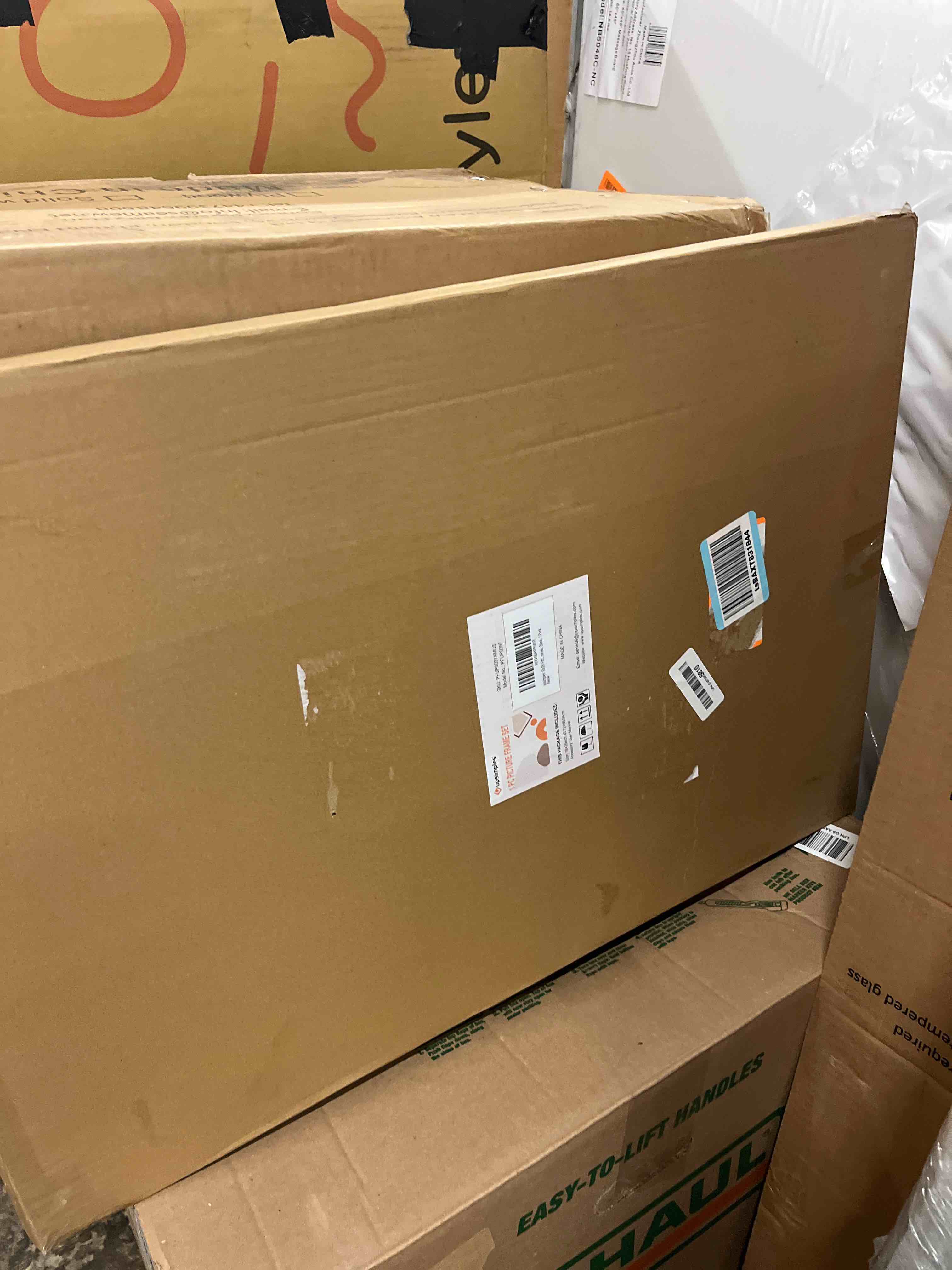 Condition photo showing New/Like New for upsimples 18x26 inch picture frame, display pictures 14x22 with mat or 18 x 26 without, wall hanging poster frames, black, 1 pack