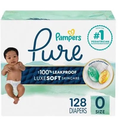 pampers pure protection diapers pack size 1 - 132 ct