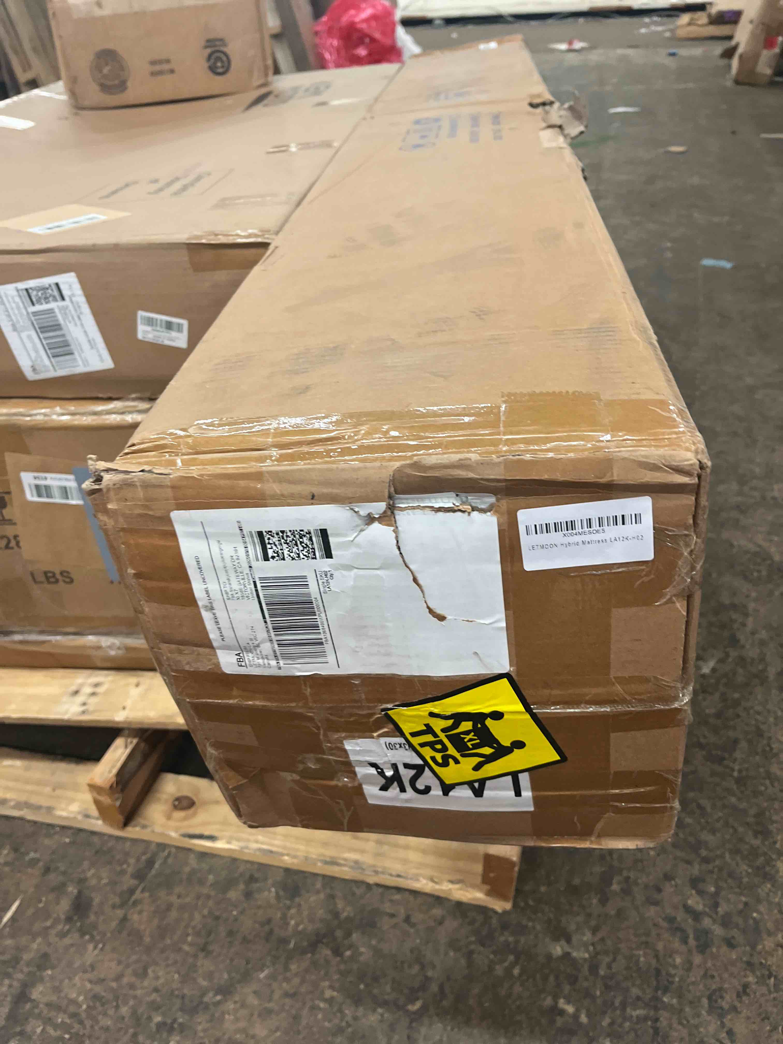 Condition photo showing New/Like New for letmoon king size mattress, 12 inch hybrid king mattress, medium firm memory foam and pocket springs, edge support, pressure relief, bed in box