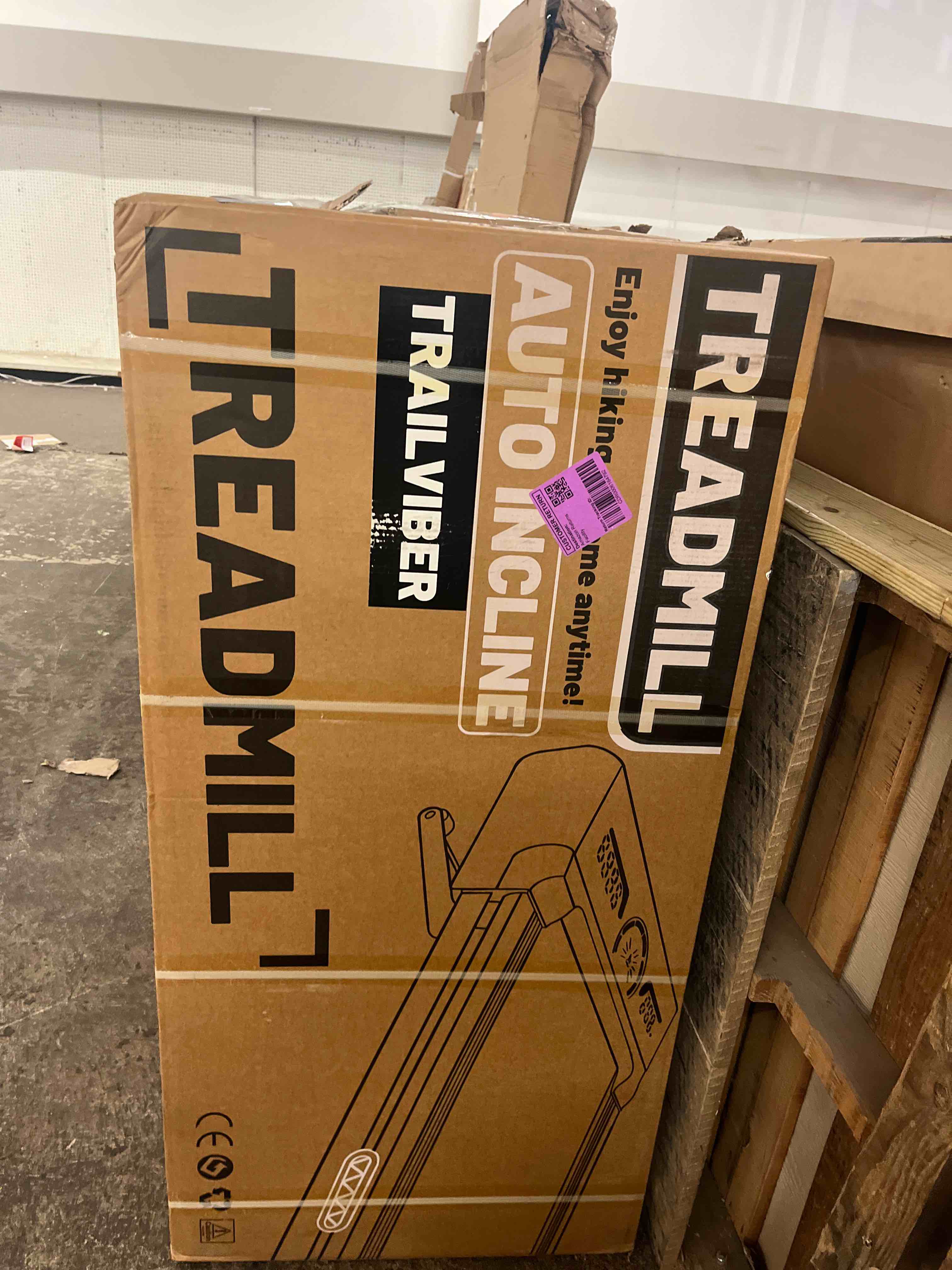 Condition photo showing New/Like New for trailviber walking pad treadmill with 12% 9-level auto incline, 450 lbs capacity rgb led screen, bluetooth speaker under desk treadmill, compact treadmills for home hiking